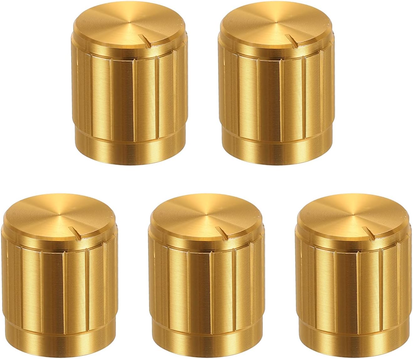 sourcing map Potentiometer Control Knob ABS Guitar Knob for 6mm D Type Shaft Electric Guitar Power Amplifiers Stereos,Bass 180 Degrees Aluminum Plastic Knob Gold 5PCS