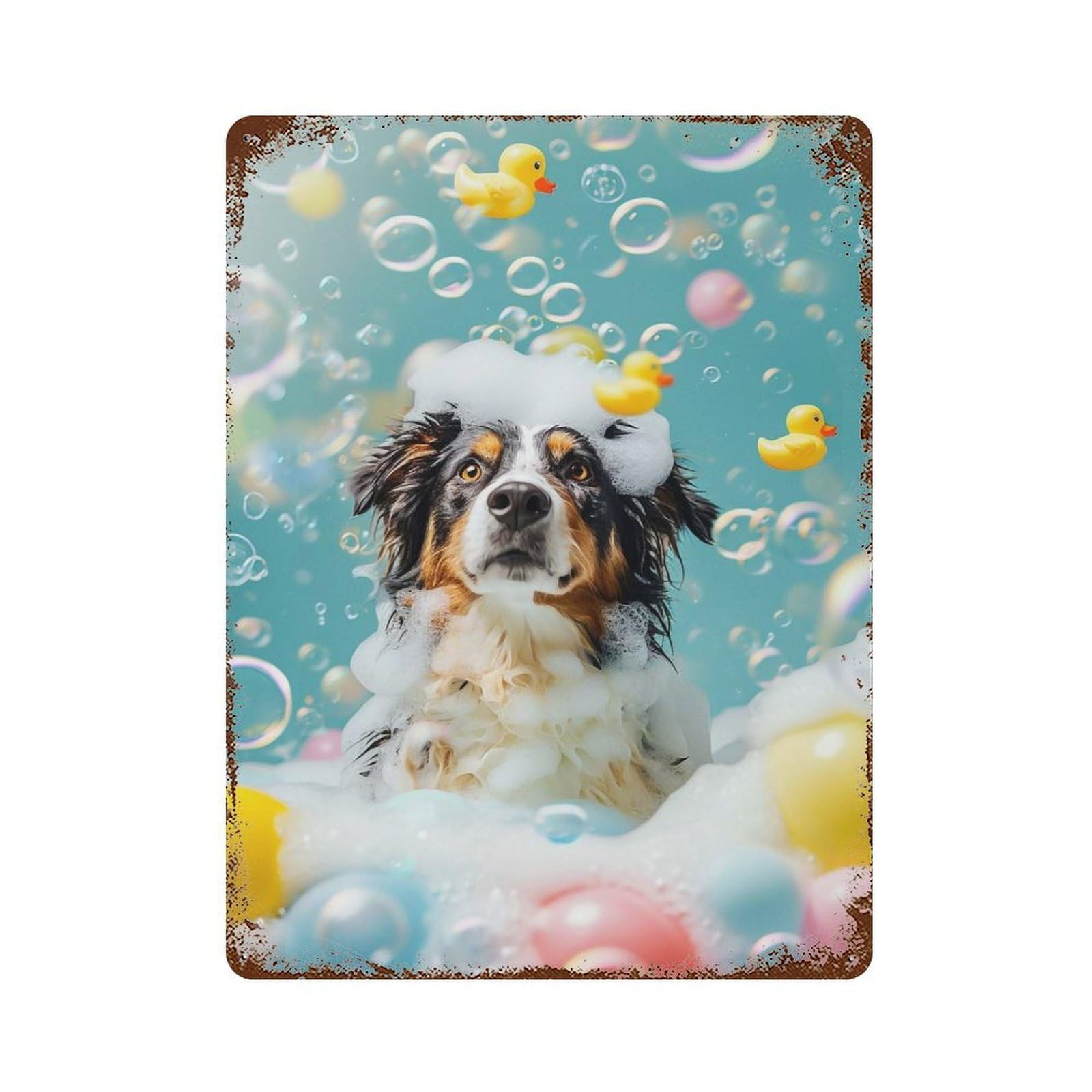 Australian Shepherd Dog Retro Metal Sign 15.7"x11.8", Classic Wall Plaque for Garage, Pub Or Kitchen