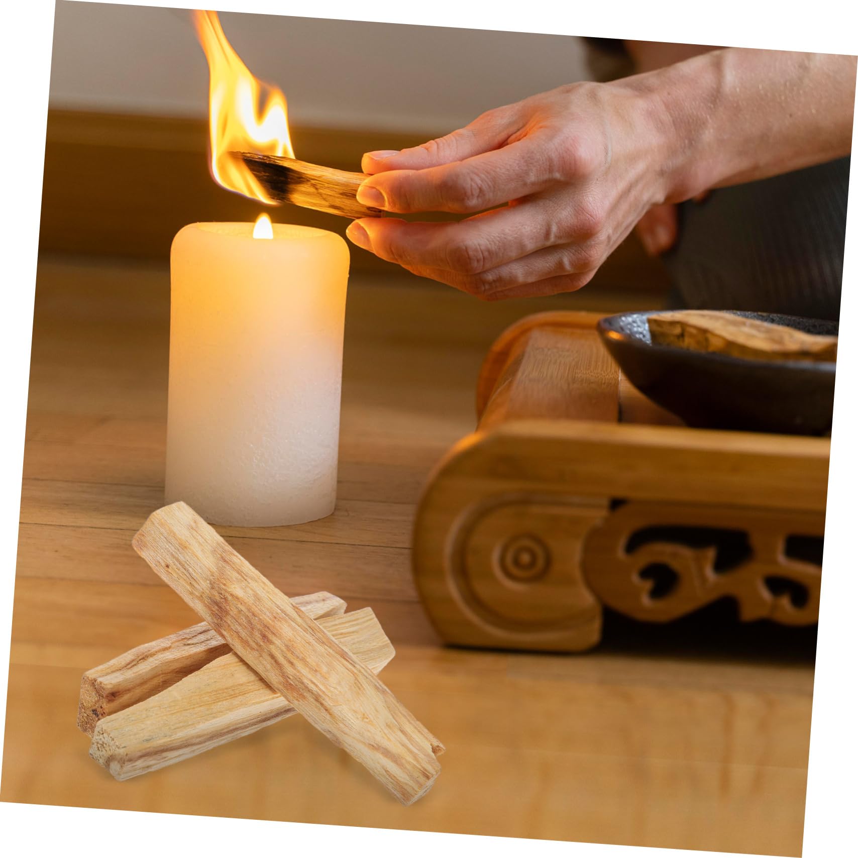 Cabilock Palitos Aromáticos de Madera de Palo Santo 50g, Incienso Natural Hogar, Uso Versátil, 3-5 Varillas