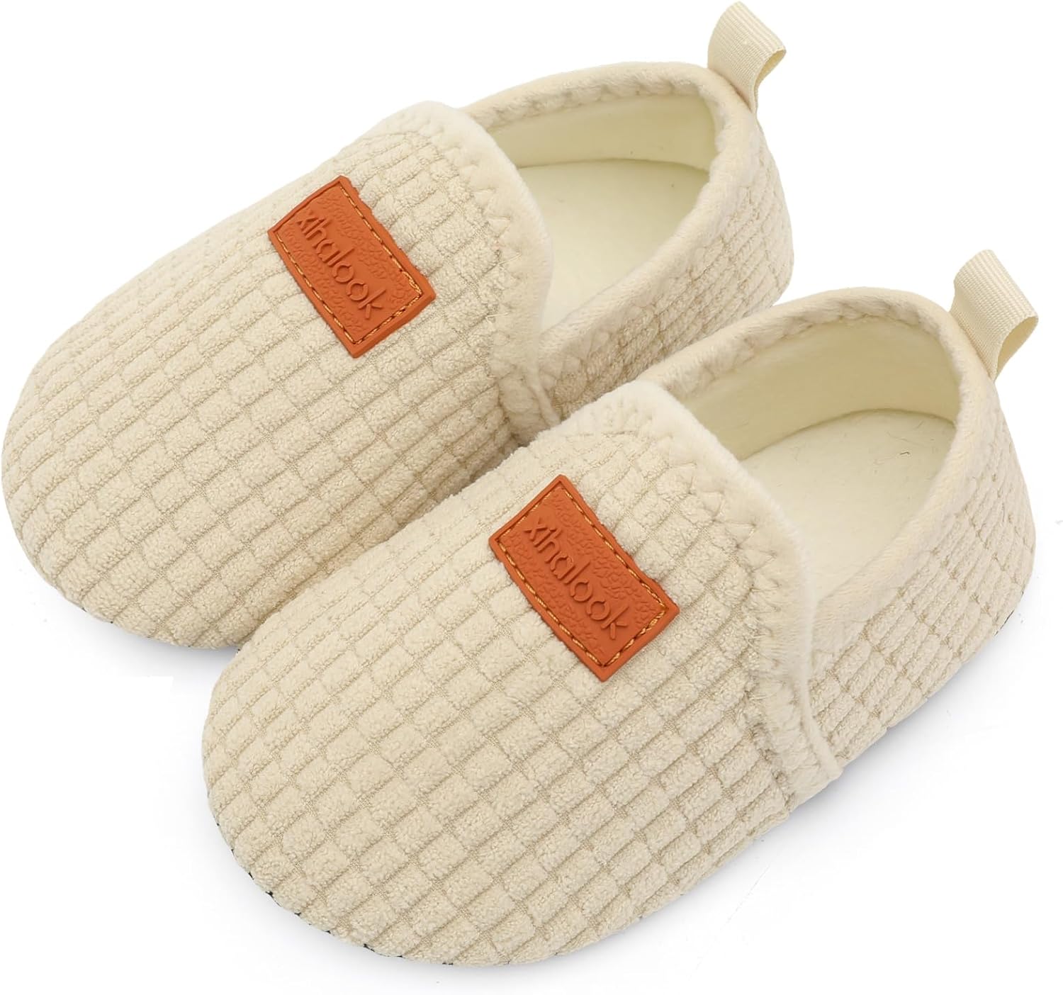 XIHALOOK Toddler Boys Girls House Slippers with Microfleece Lining Cozy Household Shoes Non-slip for Kids