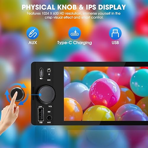 Miniatura 5 de Estéreo de coche Bluetooth de un solo din audio digital multimedia sin mecánico para automóvil, reproductor MP3 con doble USBSDAUX-IN FMAM, receptor