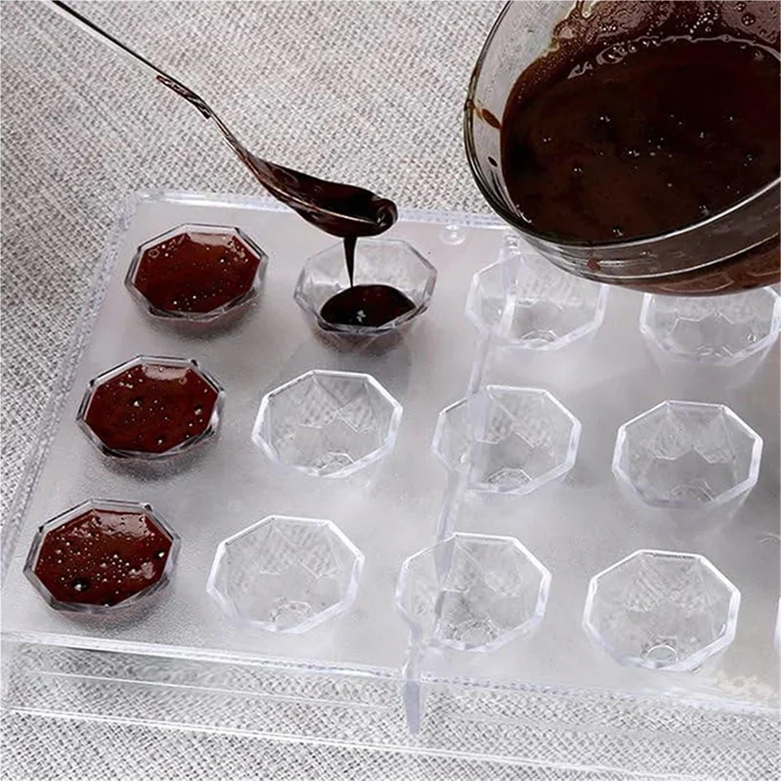 1/6 moldes 3D for chocolate, esferas, diamantes y barras de Herramientas profesionales for repostería pastelería Para Repostería Y Postres(Clear08)