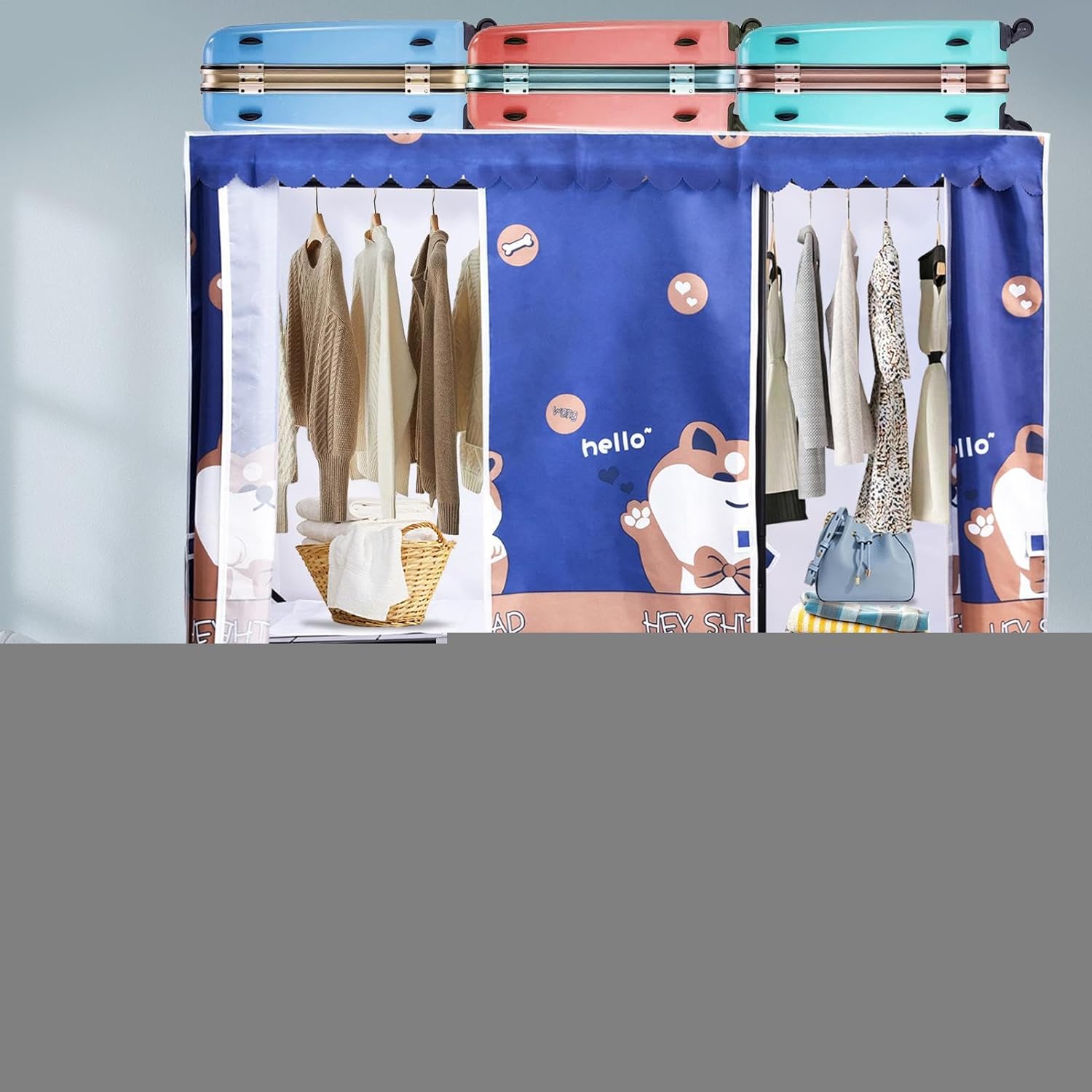 Foldable Closet | Freestanding Wardrobe Storage Rack with Fabric Cover | Portable Closet, Metal Clothing Rack for Organizing Clothes, Max Load 1102 LBS