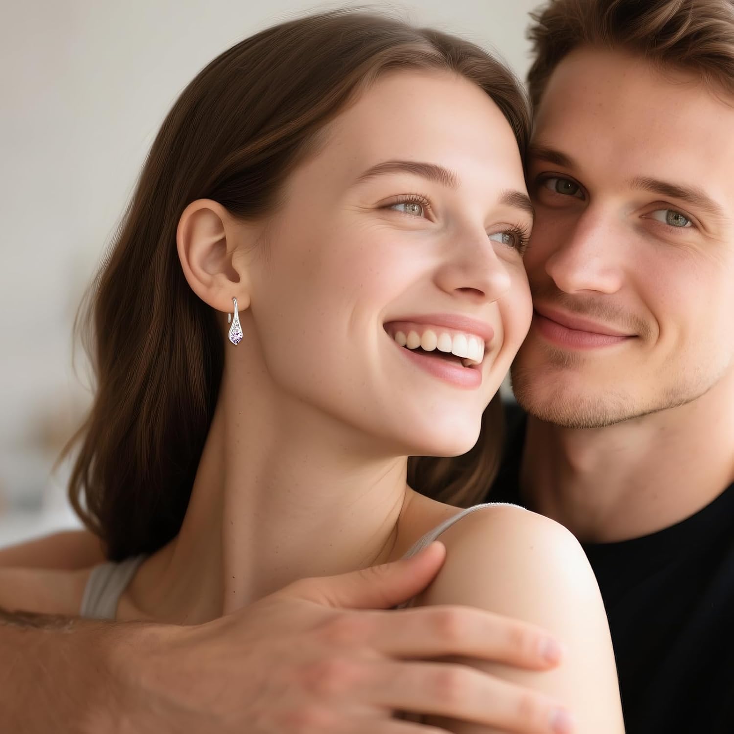 Celtic Earrings 925 Sterling Silver Trinity Knot Hook Dangle Drop Earrings with 6mm Heart Birthstones Jewelry Gifts for Women Her - Image 5