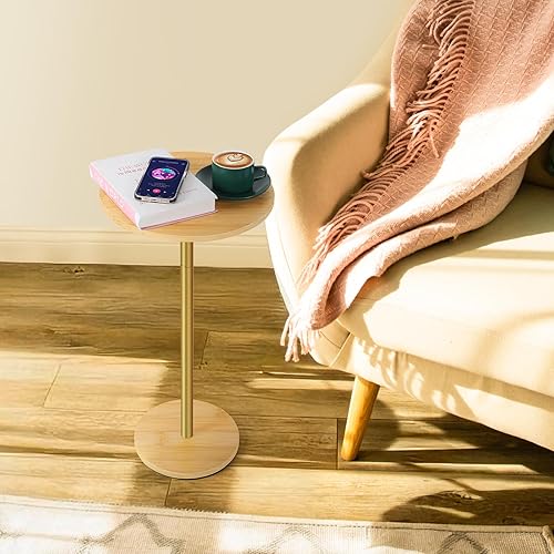 Miniatura 2 de Vrisa Mesa auxiliar pequeña para espacios pequeños, mesa auxiliar redonda con pedestal, mesa auxiliar moderna de Martini para sala de estar,