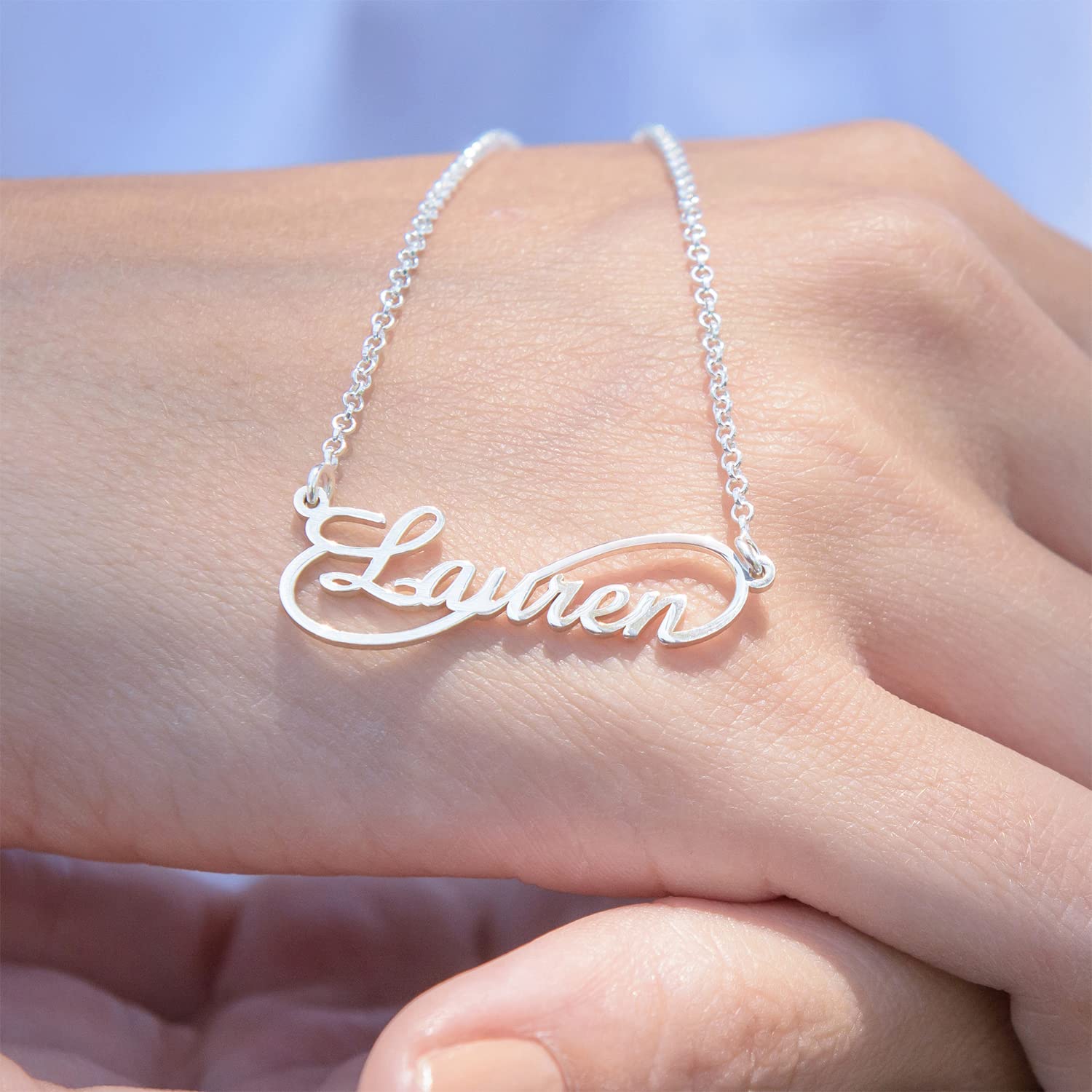 MyNameNecklace Spersonalizowany naszyjnik z imieniem styl nieskończoności - niestandardowa biżuteria na prezent e srebro wysokiej próby, cod. 110-01-1424