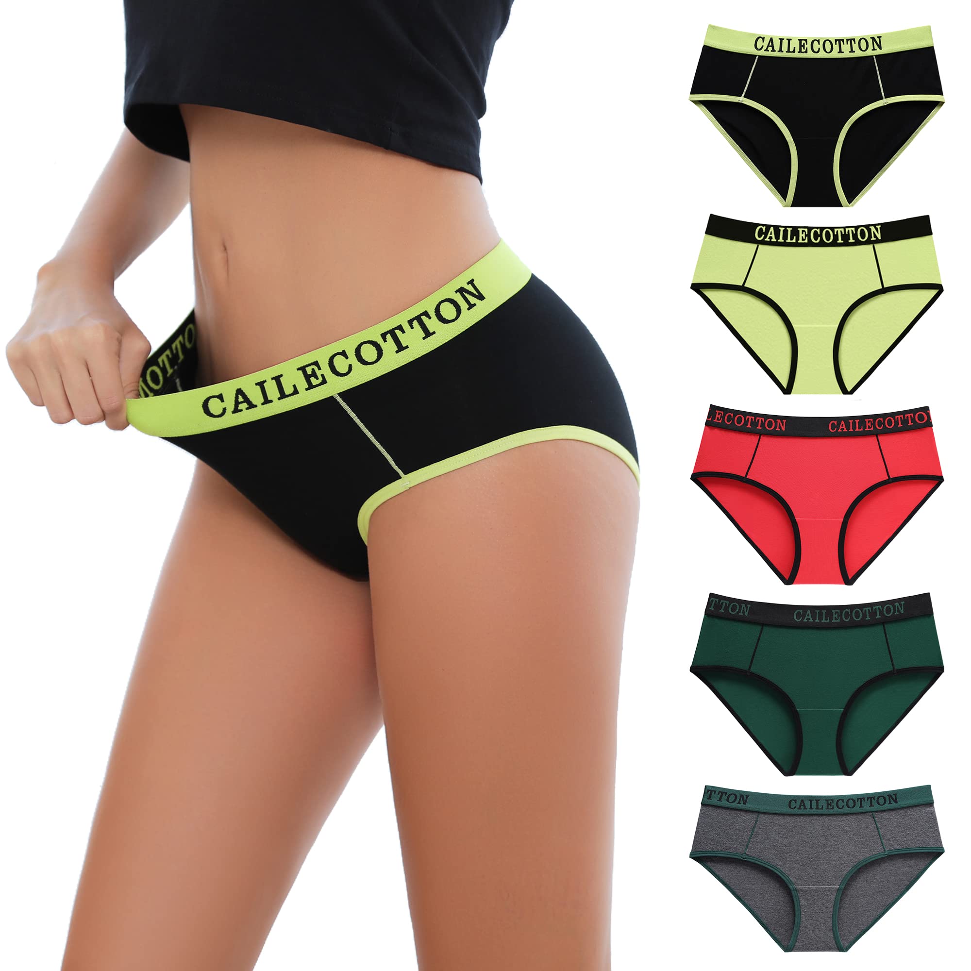 Womens Underwear Cotton Hipster Panties Breathable Sexy Cheeky Stretch Soft Ladies Bikini Underwear 5 Pack S-XXL Black