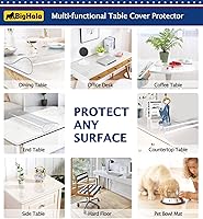 Vista 5 de BigHala Protector de mesa de madera para muebles, manteles de plástico transparente lavable, funda protectora para escritorio, vinilo de PVC