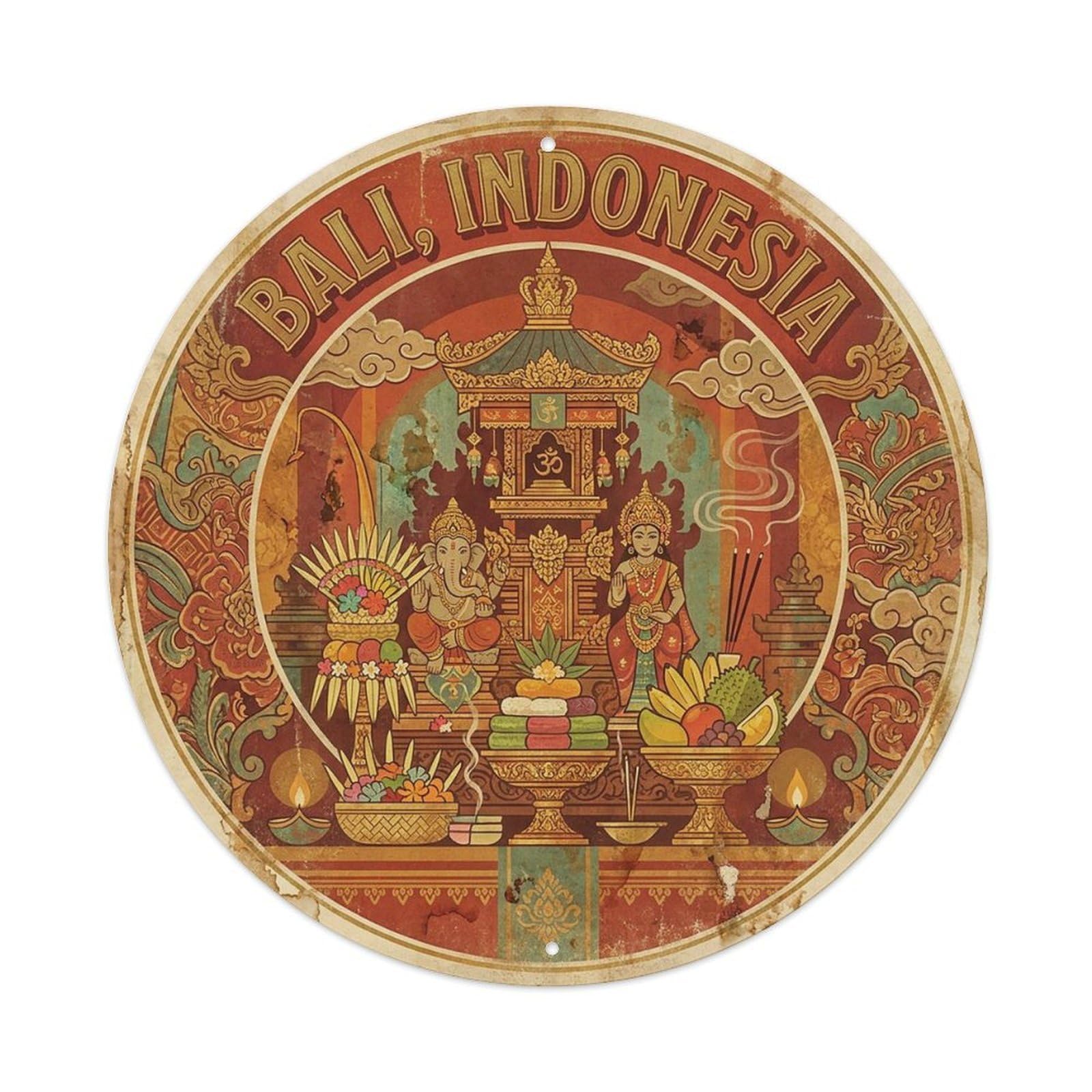 Temple Offering Altar Cultural Journey Heritage Metal Tin Sign