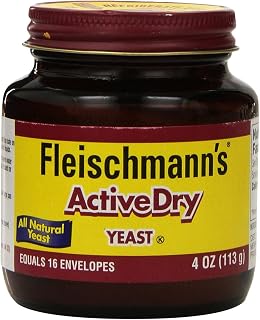 Fleischmann's Active Dry Yeast 4 oz Jar - Gluten Free, Reliable for Rapid Rise Baking Recipes
