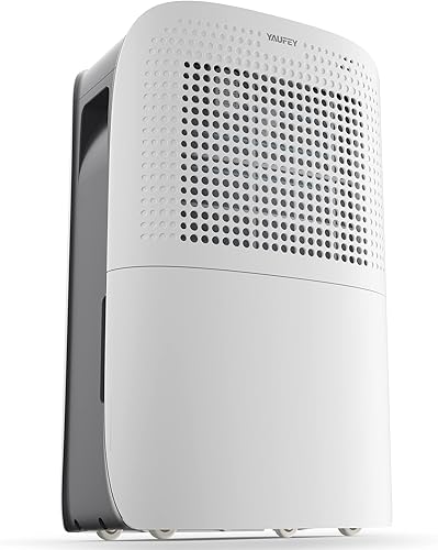 Yaufey Deshumidificador de 50 pintas para espacios de cobertura del hogar y sótano de hasta 4,500 pies cuadrados, silencioso, elimina la humedad,