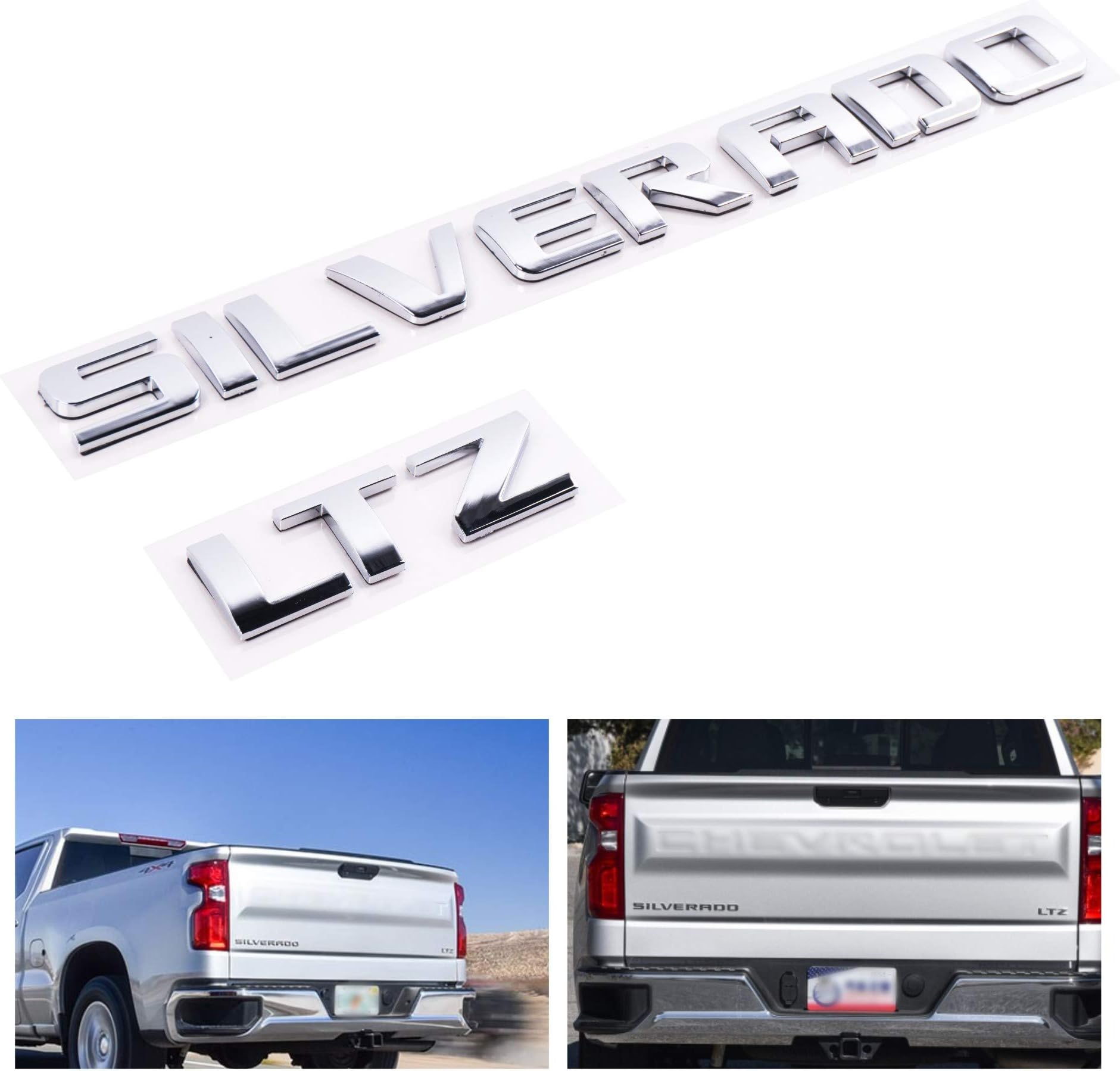 3D Emblem Badges for Silverado + LTZ Emblem (Silver)