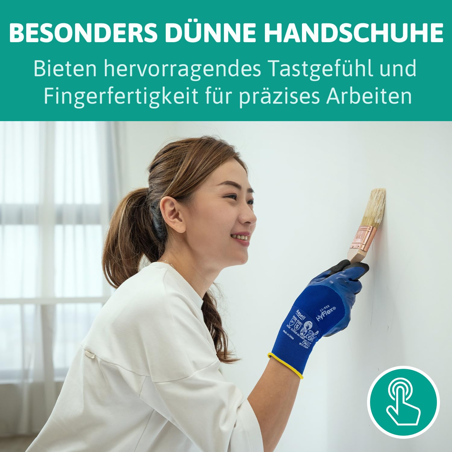 Ansell HyFlex 11-925 Ölabweisenden Arbeitshandschuhe, Rutschfeste Nitril-Beschichtung, Wasserdichte Schutzhandschuhe für Industrie und Mechanik, Dünne Montagehandschuhe, Blau, Größe L (12 Paar)