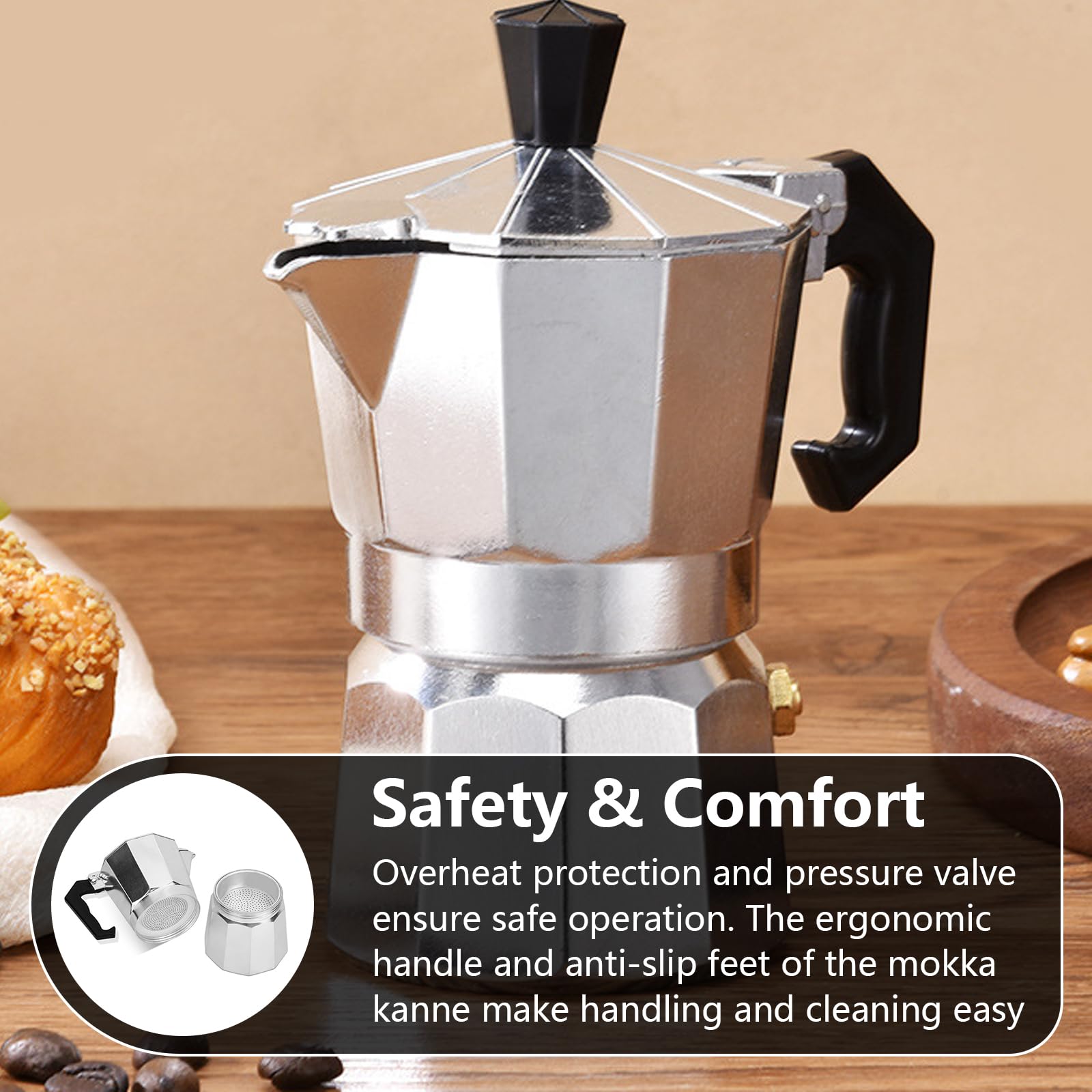 Cafetière Électrique Italienne pour 6 Tasses, 300 ml Cafetière Électrique Italienne d' Expresso avec Mini Plaque Chauffante, Portable Cafetières Moka en Aluminium, Cadeau pour Maison et Voyages
