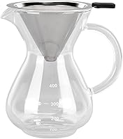 Vista 1 de Cafetera de vidrio de 13.5fl oz, cafetera para verter sobre la cafetera con filtro de malla de acero inoxidable reutilizable (A)