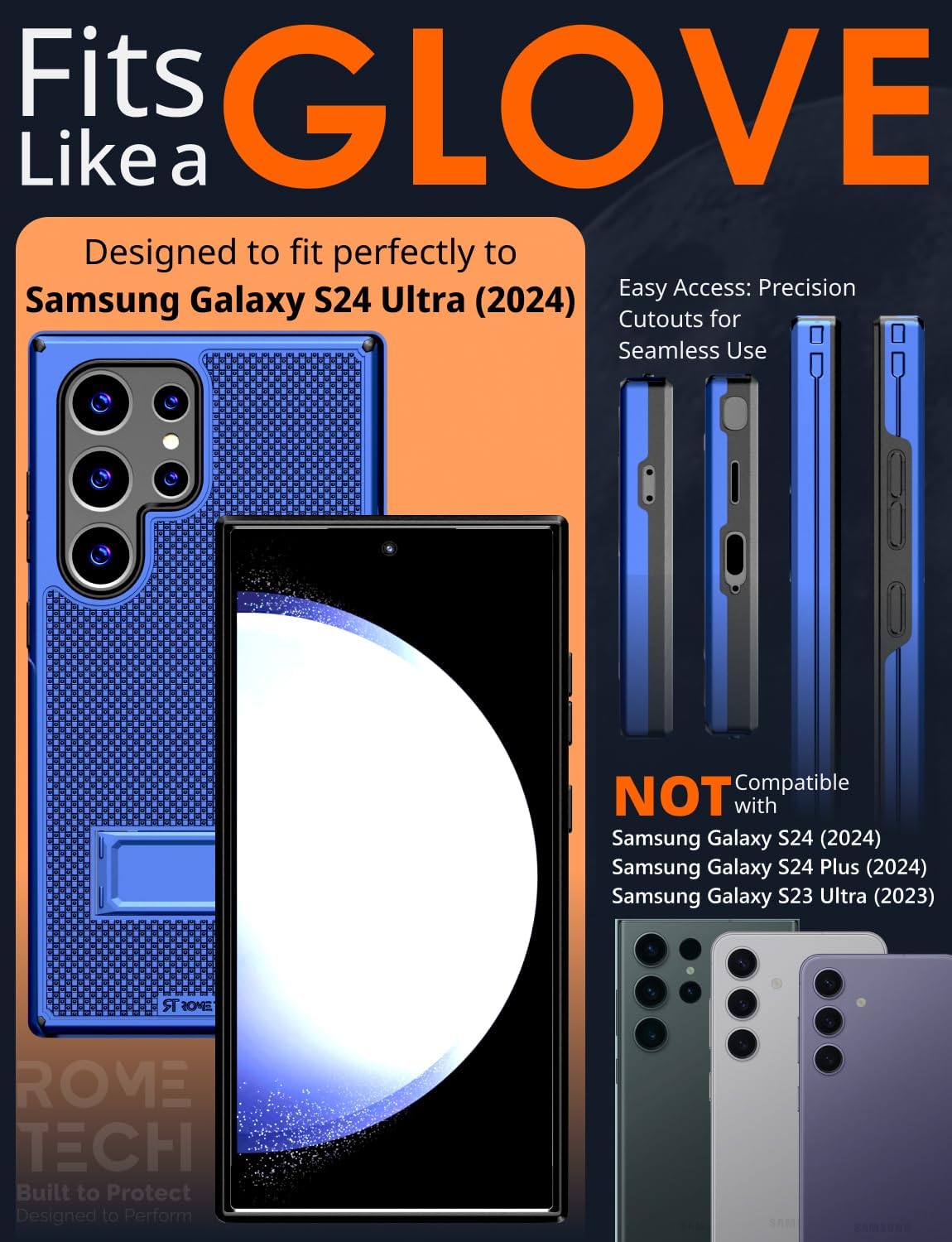 Designed for Samsung Galaxy S24 Ultra Case with Belt Clip Holster - Compatible with MagSafe Magnetic Heavy Duty Phone Cover with Kickstand - Navy Blue