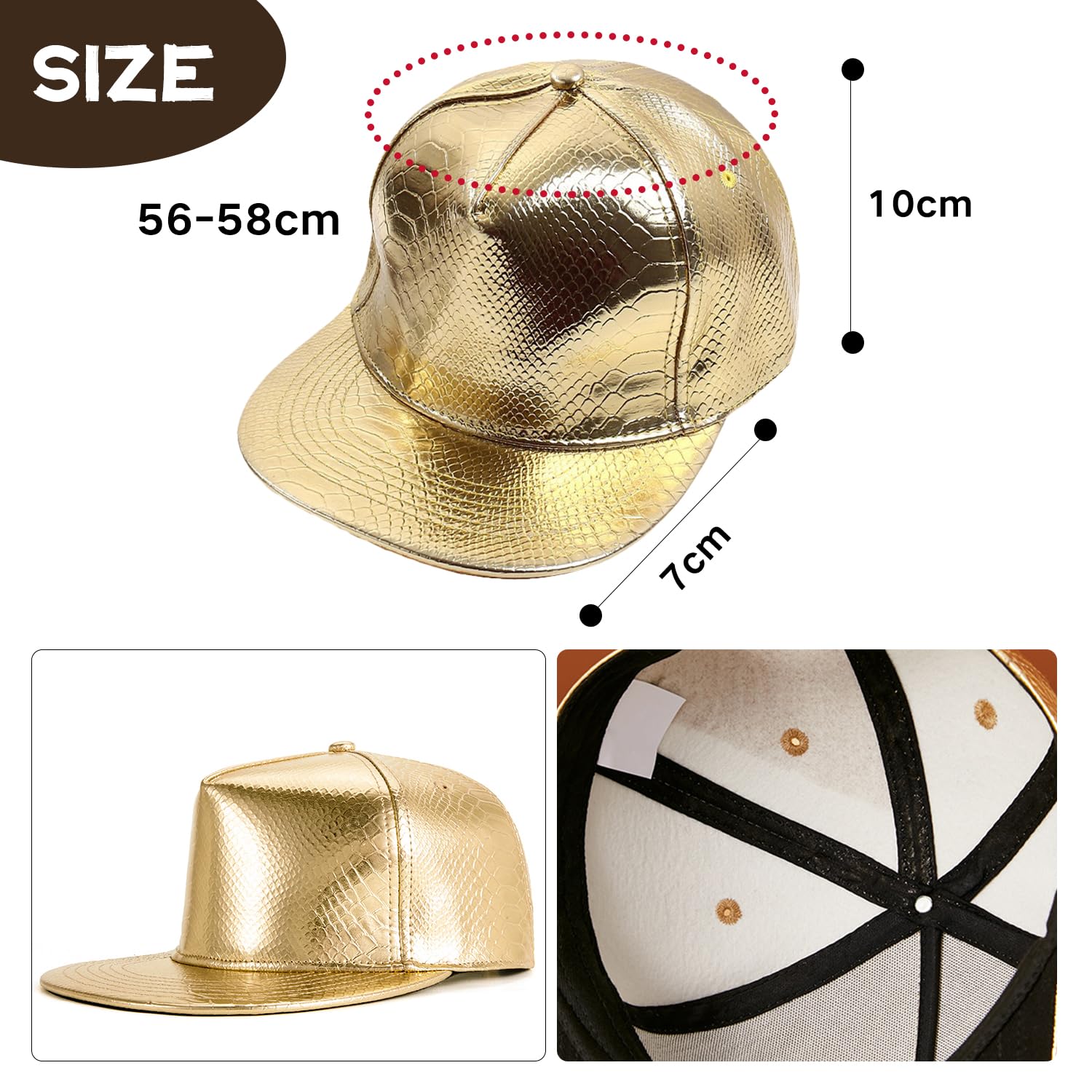 HAICN 2Pieces Hip-Hop Costume Outfit Baseball Gold Cap Sunglasses Rapper Fancy Dress Accessories for Women Men Hippie Party Supplies - Image 2