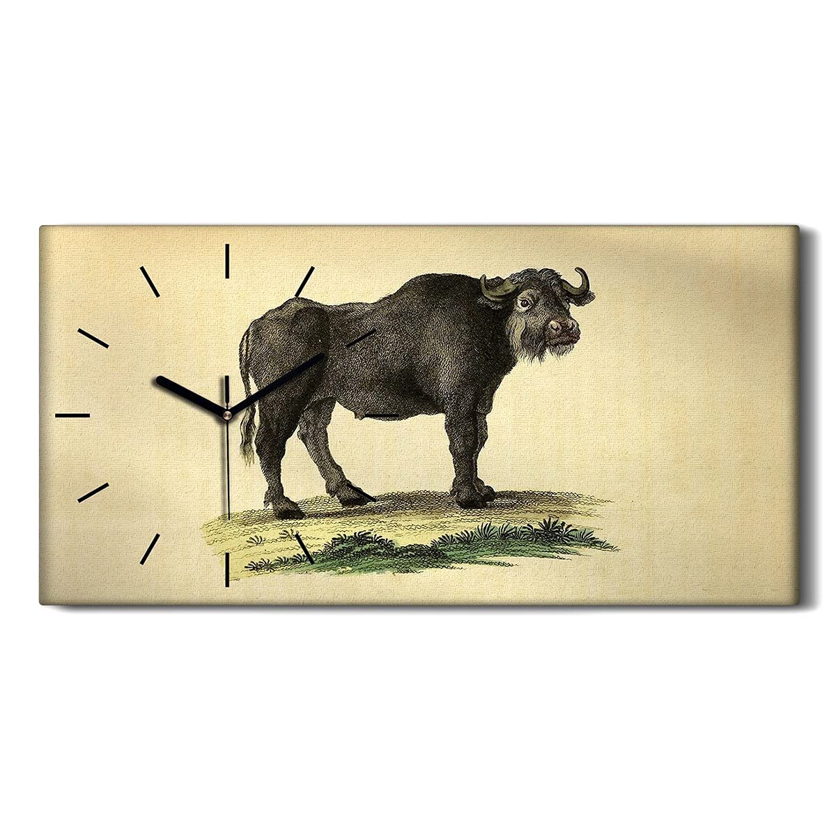 Horloge sur Toile 60x30cm Buffle - Pendule Silencieuse pour Salon et Chambre Coloray