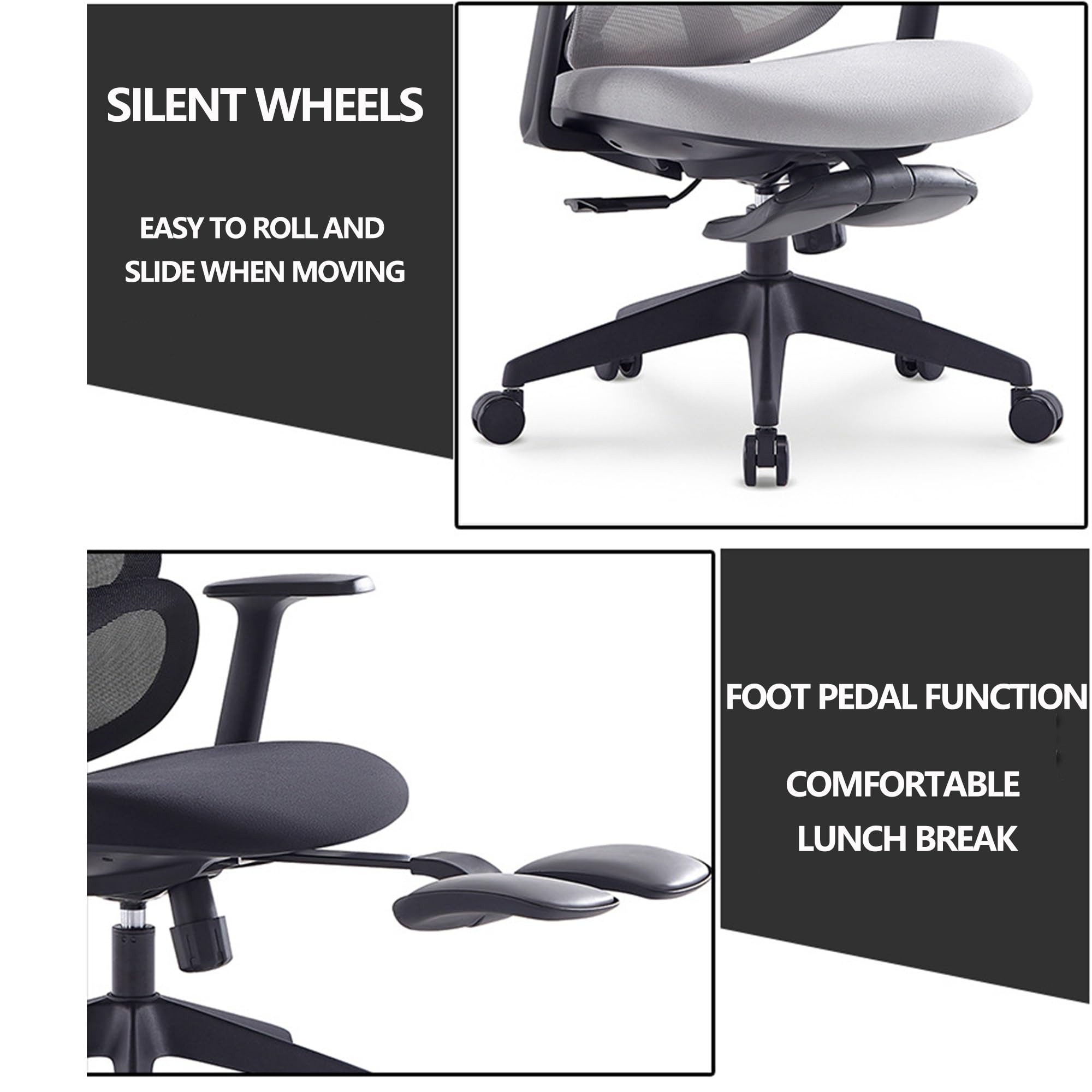 Ergonomischer Büro-Gaming-Stuhl mit verstellbarer Fußstütze, komfortables Mesh-Design für schwere Benutzer, geräumiger Schreibtischsitz für Arbeit und Gaming, perfekt für Führungskräfte und Wohnzimmer