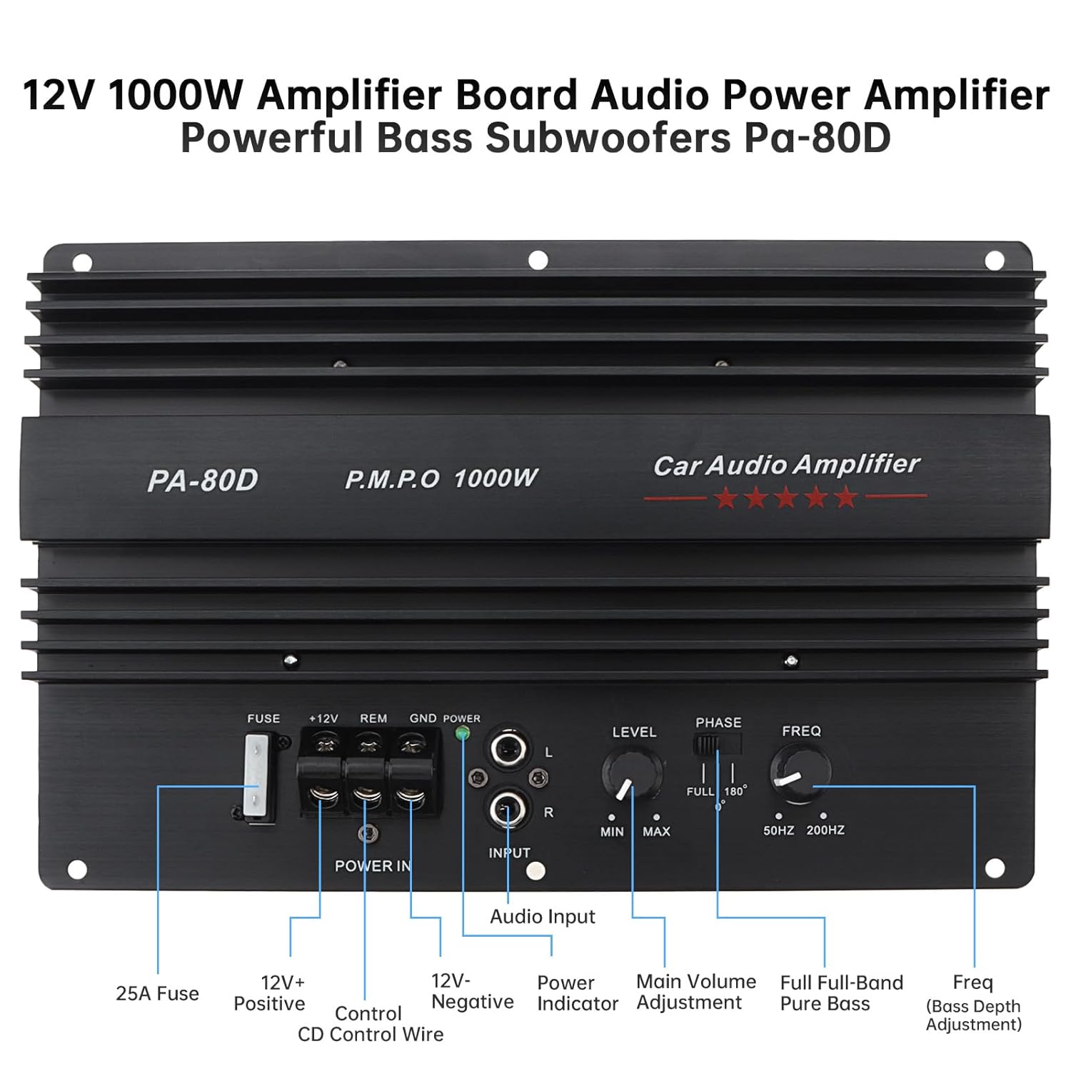 Subwoofer Amplifier Board, 1000W High Power Amplifier Amp Board Powerful Bass Sub woofer Board 12V