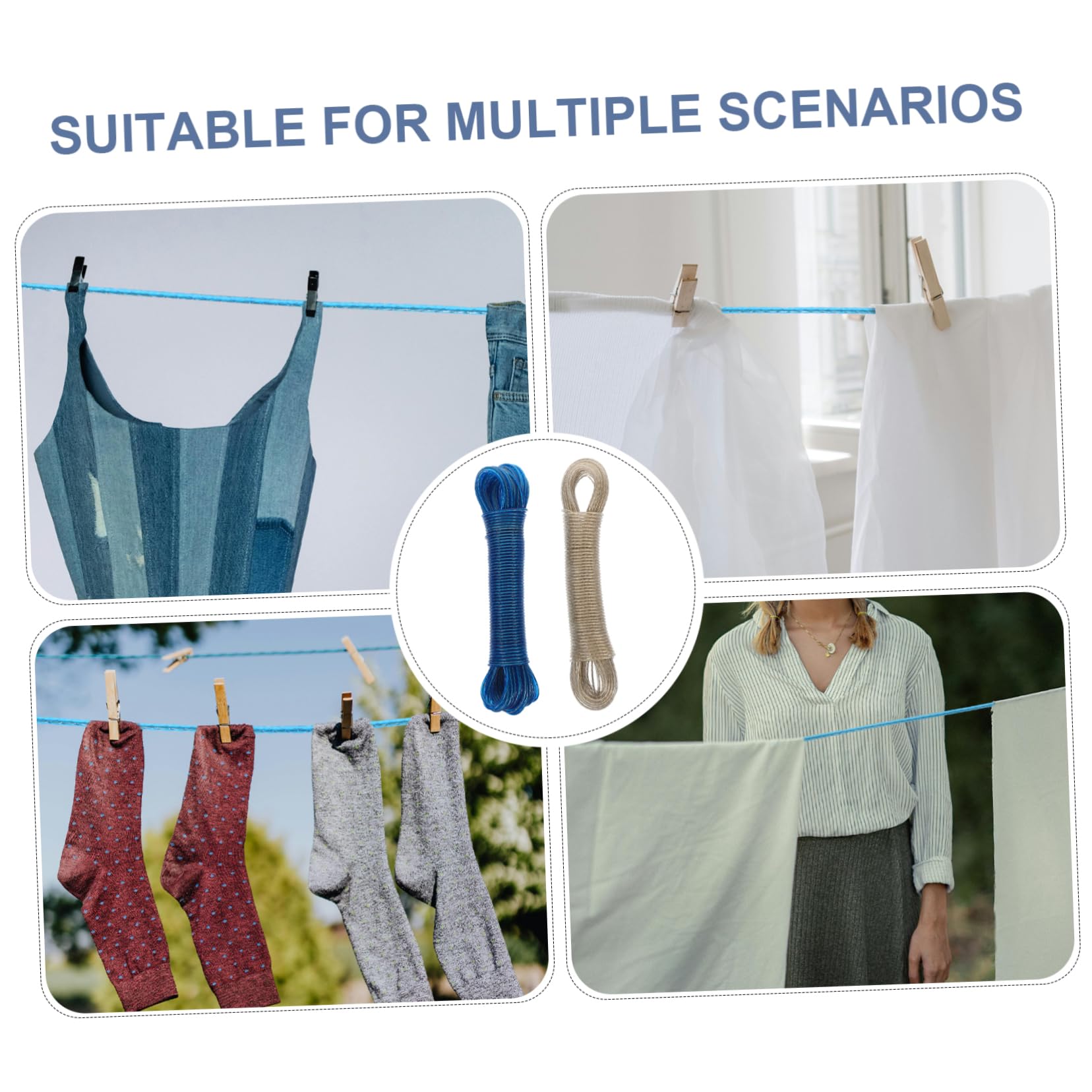 TOPBATHY 3 Juegos Tendedero Línea De Ropa De Viaje Cuerdas De Secado De Ropa De Viaje Cuerdas para Secar La Ropa En Casa Cuerda para Colgar Ropa De Polivinilo 2 Piezas * 3