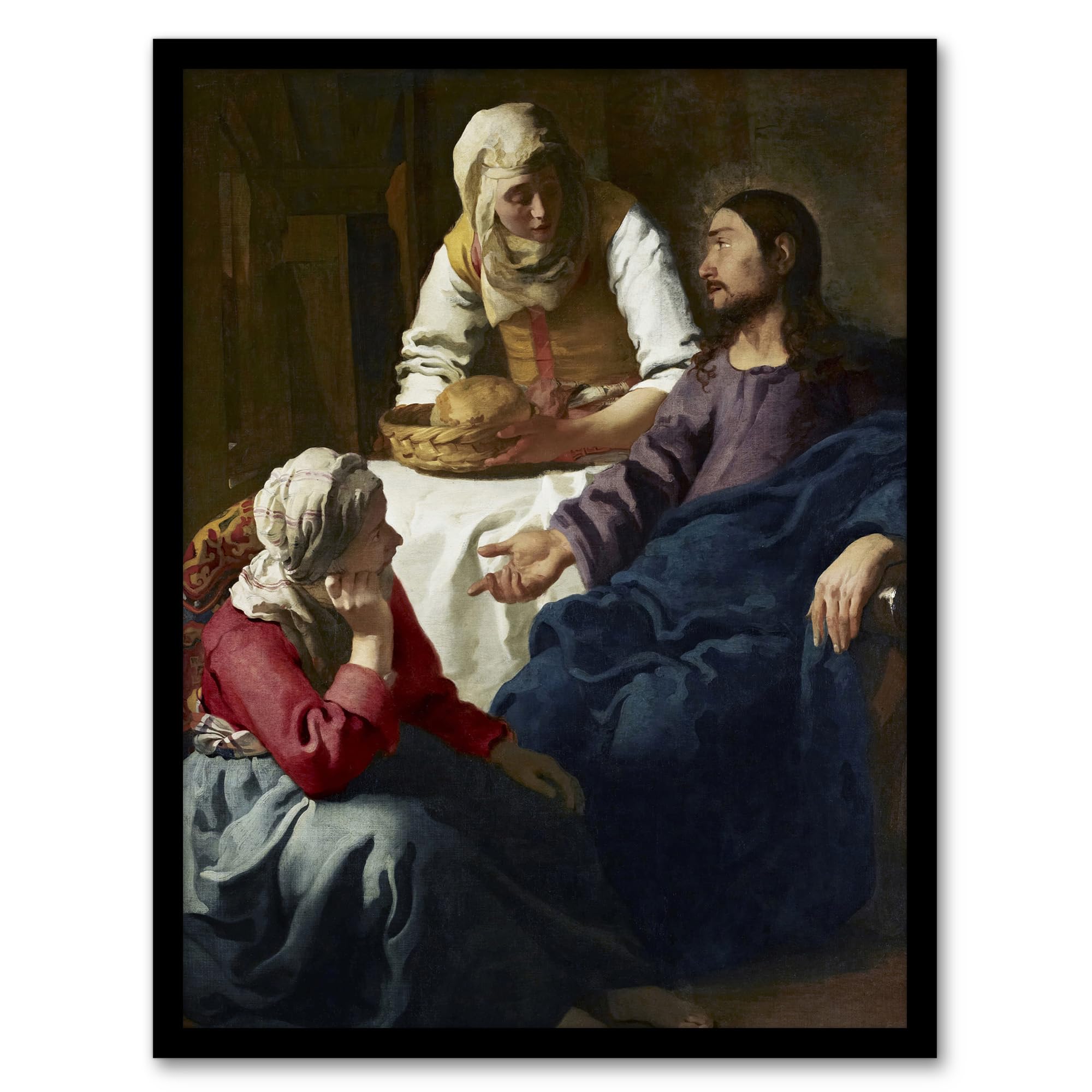 Artery8 Multi Vermeer Christ In The House Of Martha And Mary Framed Wall Art Print Home Décor A3