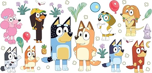 RoomMates Bluey Family and Friends - CalcomanĂas de pared para despegar y pegar, RMK5457SCS RoomMates Bluey Family and Friends - CalcomanĂas de pared para despegar y pegar, RMK5457SCS