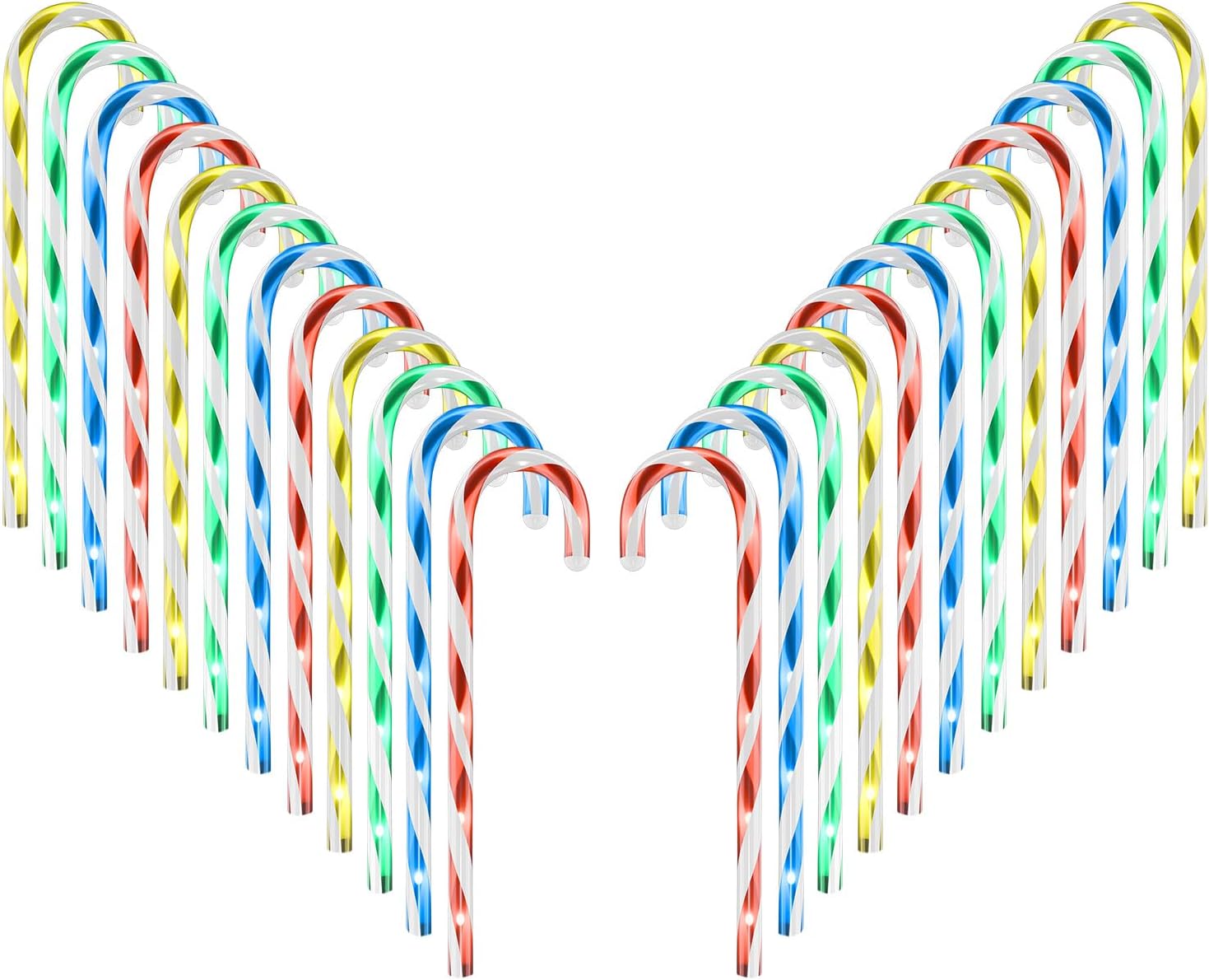 Anordsem Solar Christmas Decorations Outdoor: 21 Candy Cane Stake Lights 24 Pack - Waterproof LED 8 Colorful Lighting Models for Yard Pathway Xmas Tree Decor - 2026 New Year Gifts for Homeowners