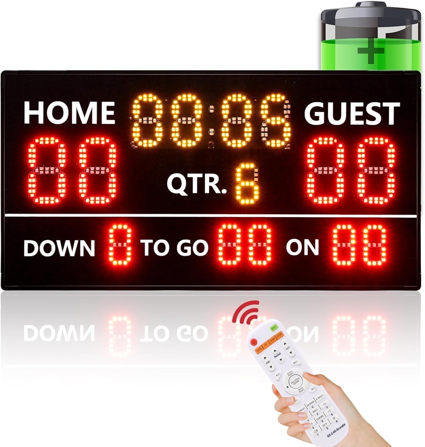 YZ LED Portable Football Scoreboard, Rechargeable Wireless Digital Scoreboard with Remote, Electronic Scoreboard Football Score Keeper for Outdoor/Football Training/American Football Games/Rugby Ball
