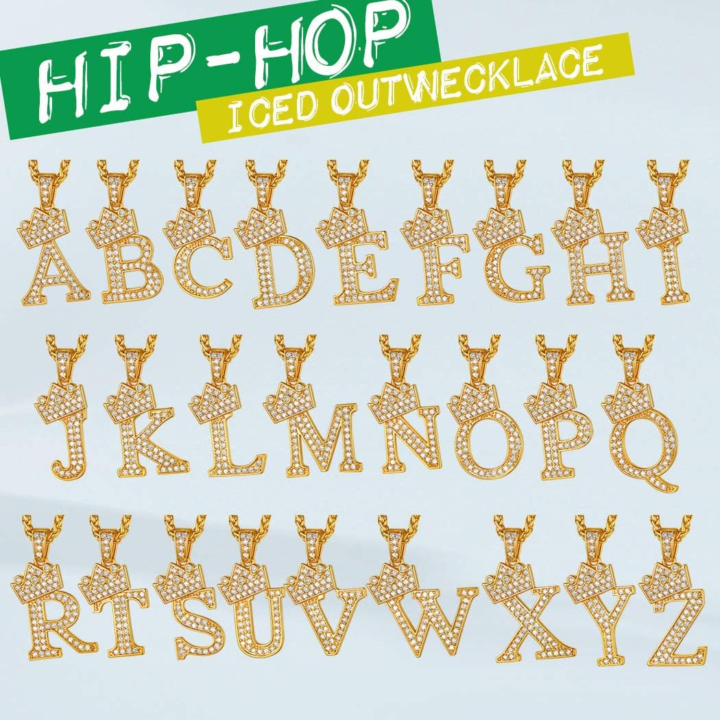 Suplight Crown Initial Letter Necklace, 18K Gold Plated Cubic Zirconia CZ Pave Monogram Pendant with 22" Chain (2" Adjustable), Bling Alphabet Jewelry Name A-Z - Image 6