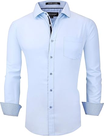 Alex Vando Mens Bamboo Dress Shirts Wrinkle Free Regular Fit Stretch Button Down Shirt