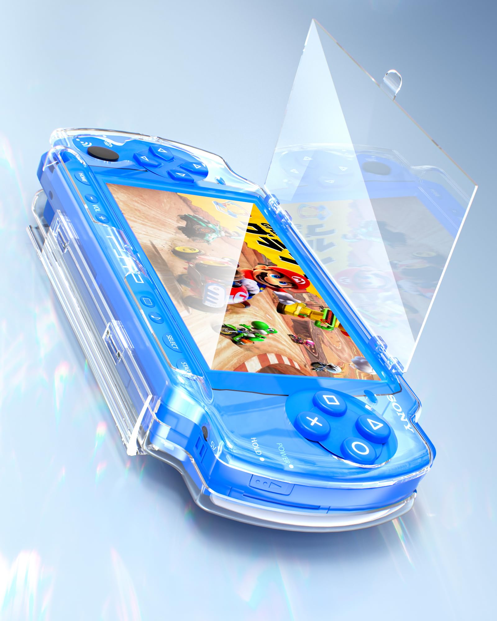 Custodia rigida in EVA per PSP 2000/3000, borsa da viaggio portatile con guscio protettivo trasparente, interno antiurto, cinturino da polso e design con doppia cerniera