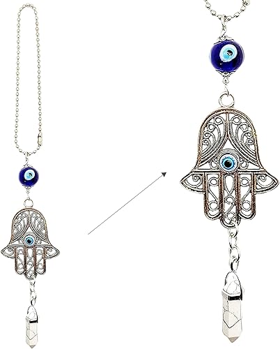 Miniatura 12 de LUCKBOOSTIUM Hamsa - Amuleto de protección con mal de ojo, adorno colgante para automóvil, dije para espejo retrovisor, símbolo de buena suerte de