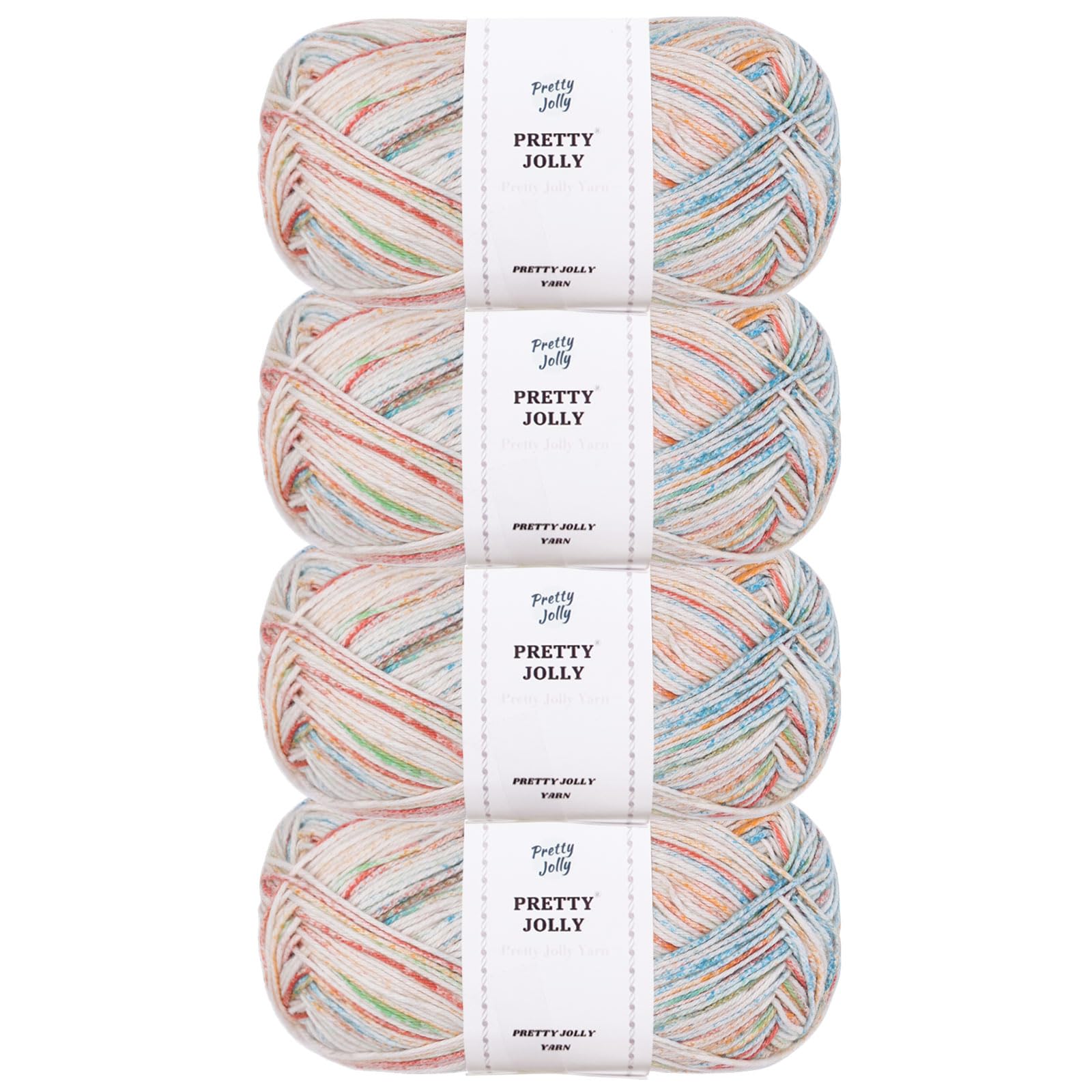 Pretty Jolly 4 Skeins Soft Baby Yarn, 100% Cotton, Crochet & Knitting, 4 Ply, Fingering Weight
