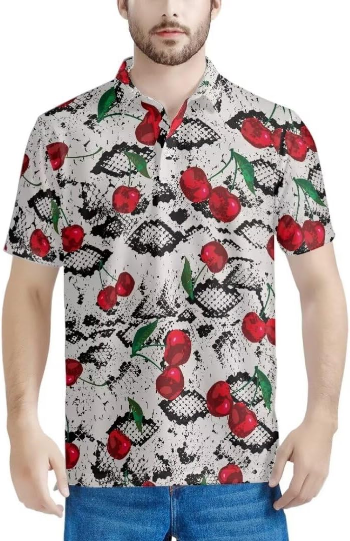 Pinupub Classic Golf Polo Shirts for Mens Regular Fit Short Sleeve Summer Hawaiian Polo Shirt