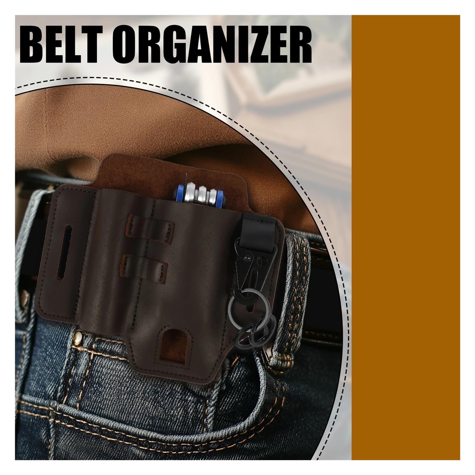 Secateur Holster Guaina multiuso for cintura Organizer tascabile in pelle con fondina for torcia, penna e chiavi for uso quotidiano all'aperto della