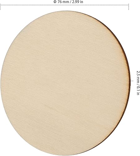 Miniatura 2 de ZEONHAK 200 círculos de madera de 3 pulgadas, piezas circulares de madera, discos redondos de madera de álamo, círculos de madera para manualidades,