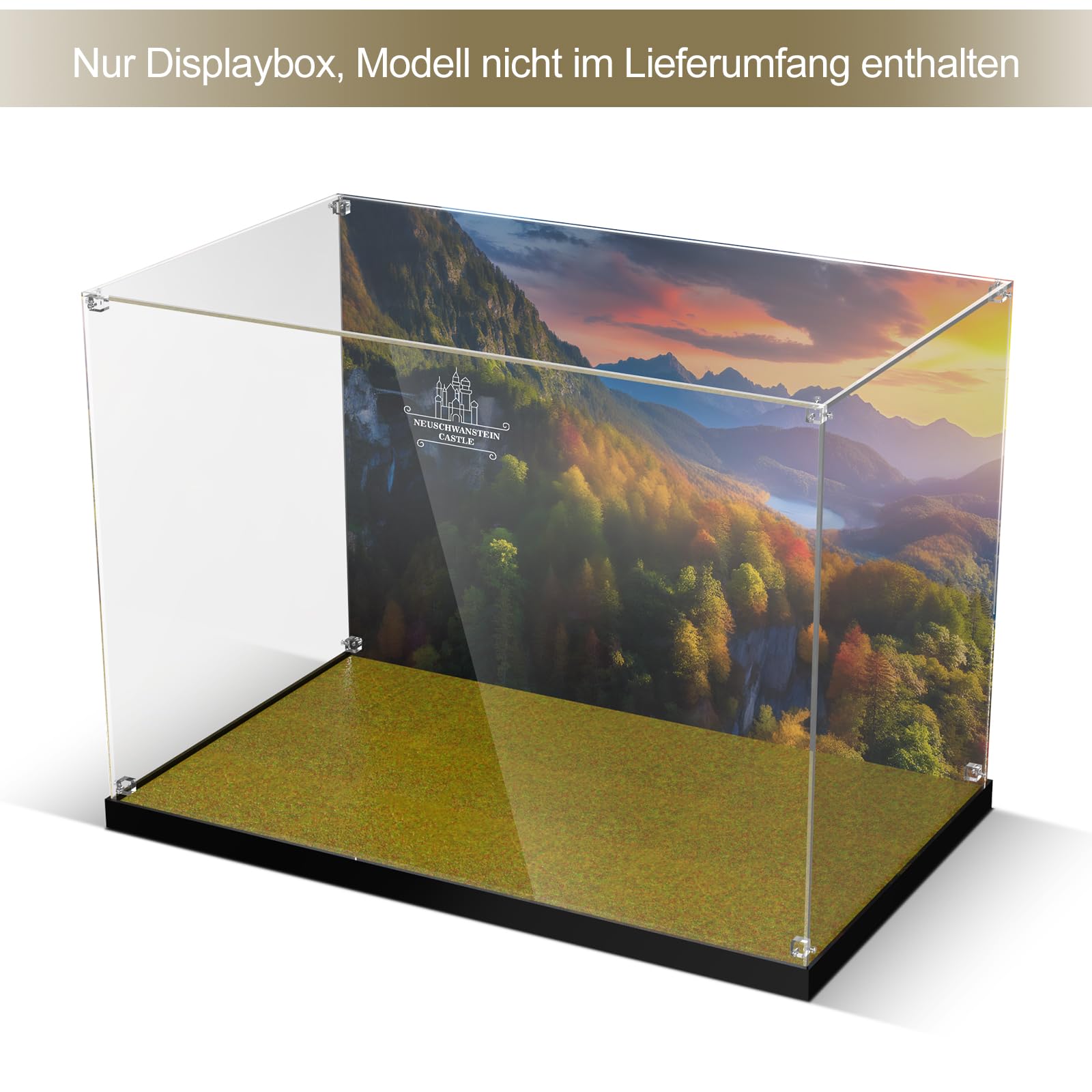 cooldac Acryl-Vitrine für Lego Schloss Neuschwanstein 21063, Transparente Acryl-Vitrine mit klarem Hintergrund, staubdicht Vitrine Kompatibel mit Bausteine Modell (Box nur, Keine Modelle)