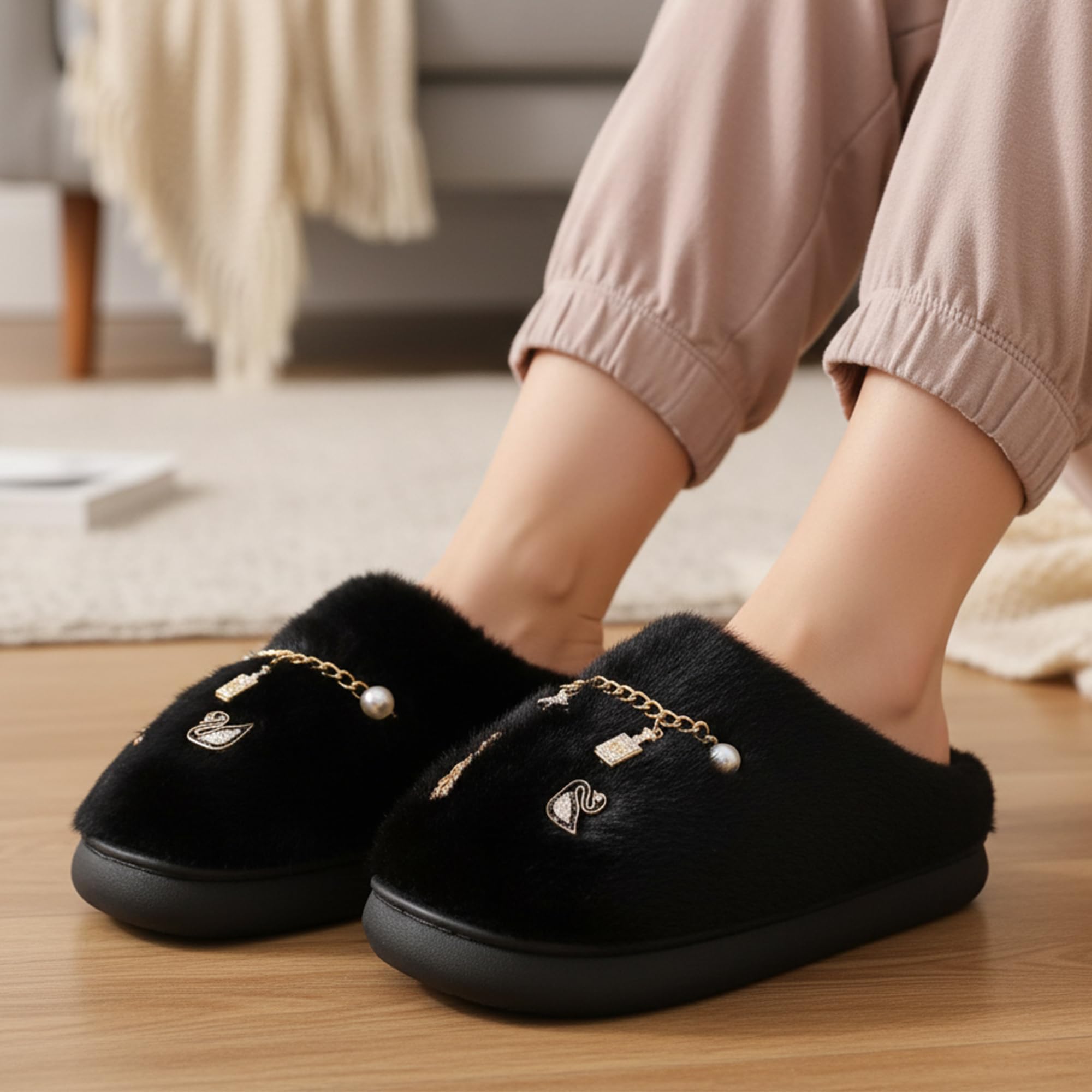 VRITRAZ Soft and Comfy Winter House Clog Indoor Slipper For Womens & Girls, Warm Slipper (Color-Cloud Multi, Size-UK-6) 1