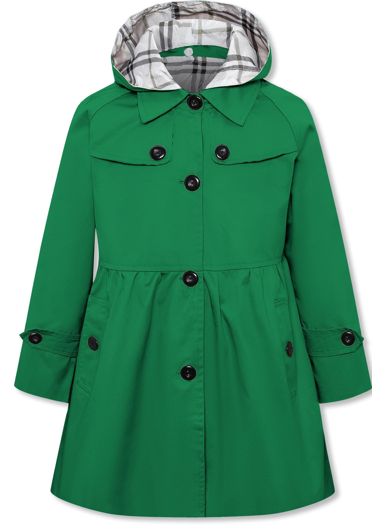 Betusline Girl's Single Breasted Trench Coat Hooded Dress Coat Outerwear