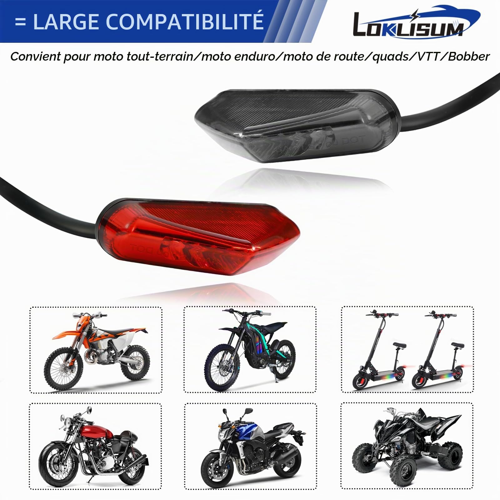 Mini Feu Arrière de Frein de Moto, 12V 9LED E-Approved Arrêt de Moto en Cours D'exécution Feu Arrière Universel pour Motos ATV Dirt Bike Scooter.