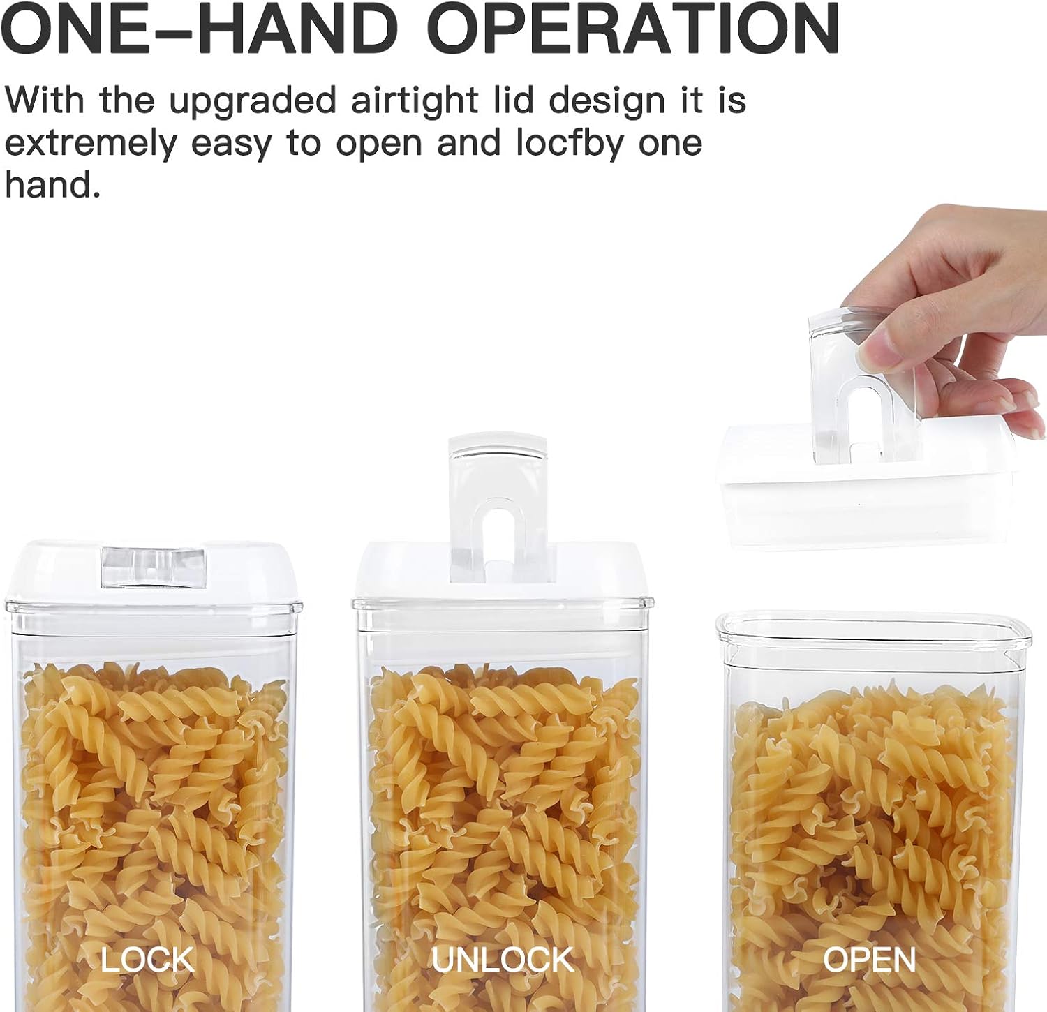 Food Storage Containers Sealed with Easy Lock Lids,7 Pcs BPA Free Clear Plastic Pantry Organization and Storage for Kitchen,Include Labels/Chalk Marker/Spoons/Brush.(White)