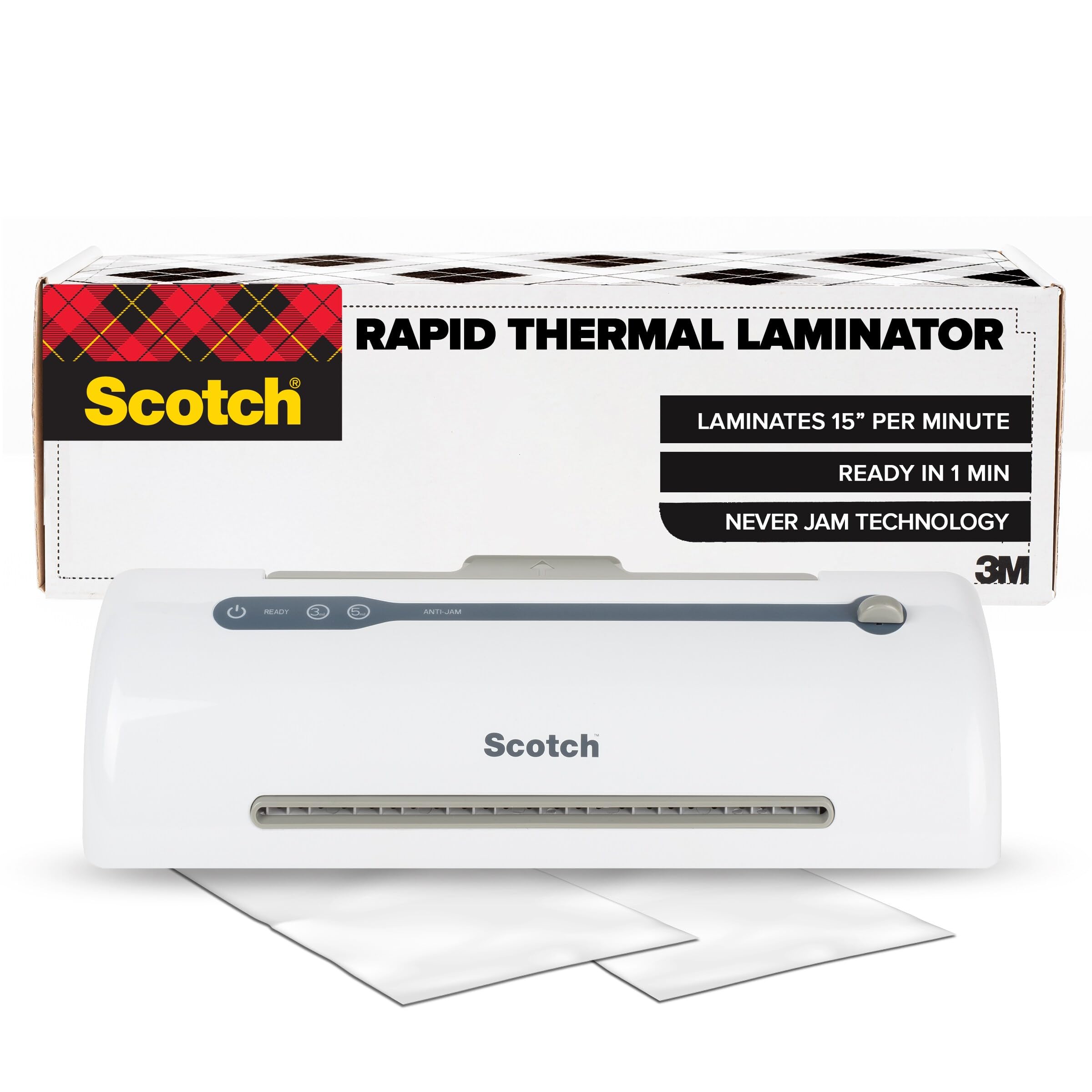 Scotch Thermal Laminator, 2-Roller System with Never Jam Technology, Includes 2 Laminating Pouches, 8.9 x 11.4 in (TL909X)