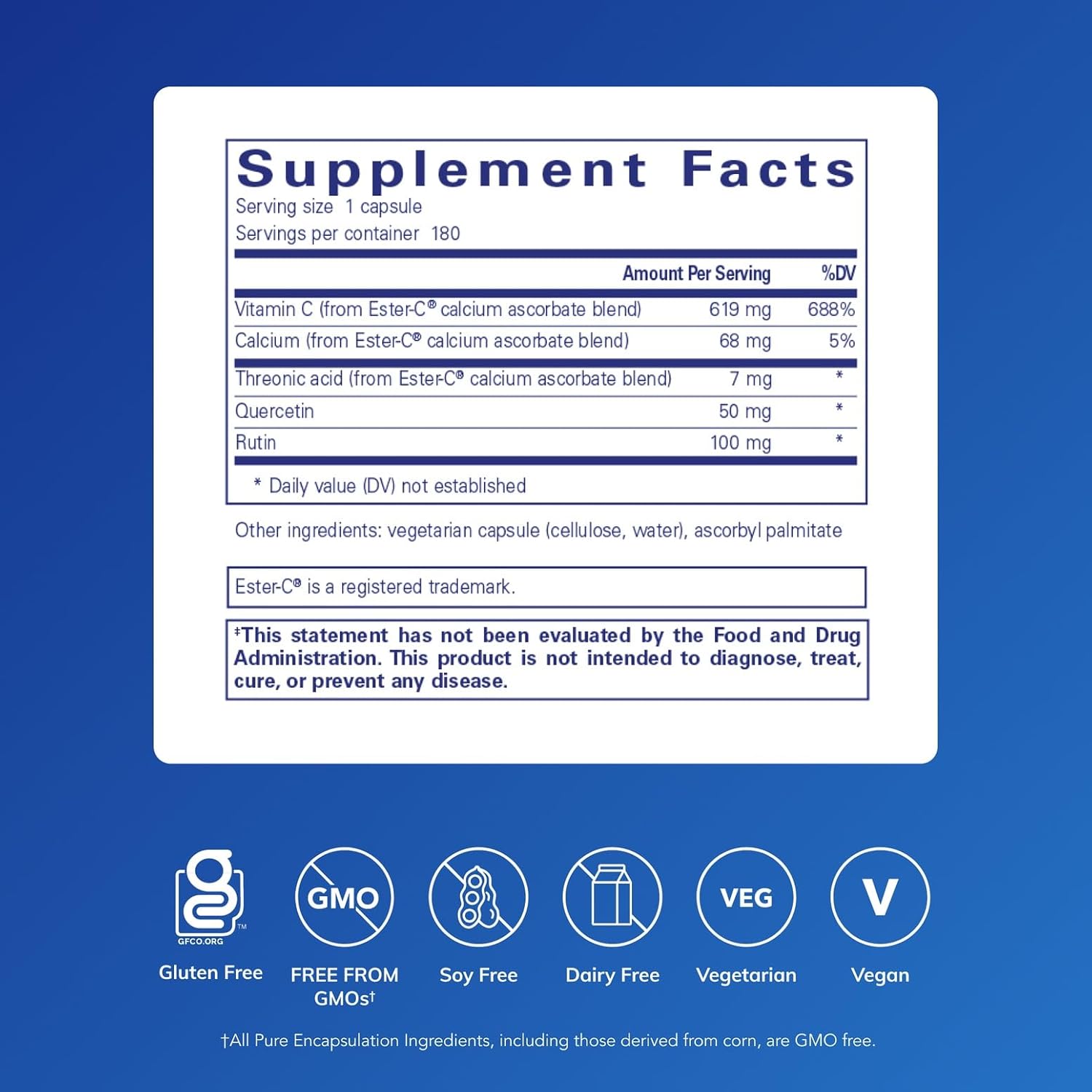 Pure Encapsulations Ester-C & Flavonoids - Vitamin C Supplement for Antioxidants - Immune & Vascular Support* with Calcium & Rutin - Gentle on Digestion - Vegan & Non-GMO - 180 Capsules - Image 2