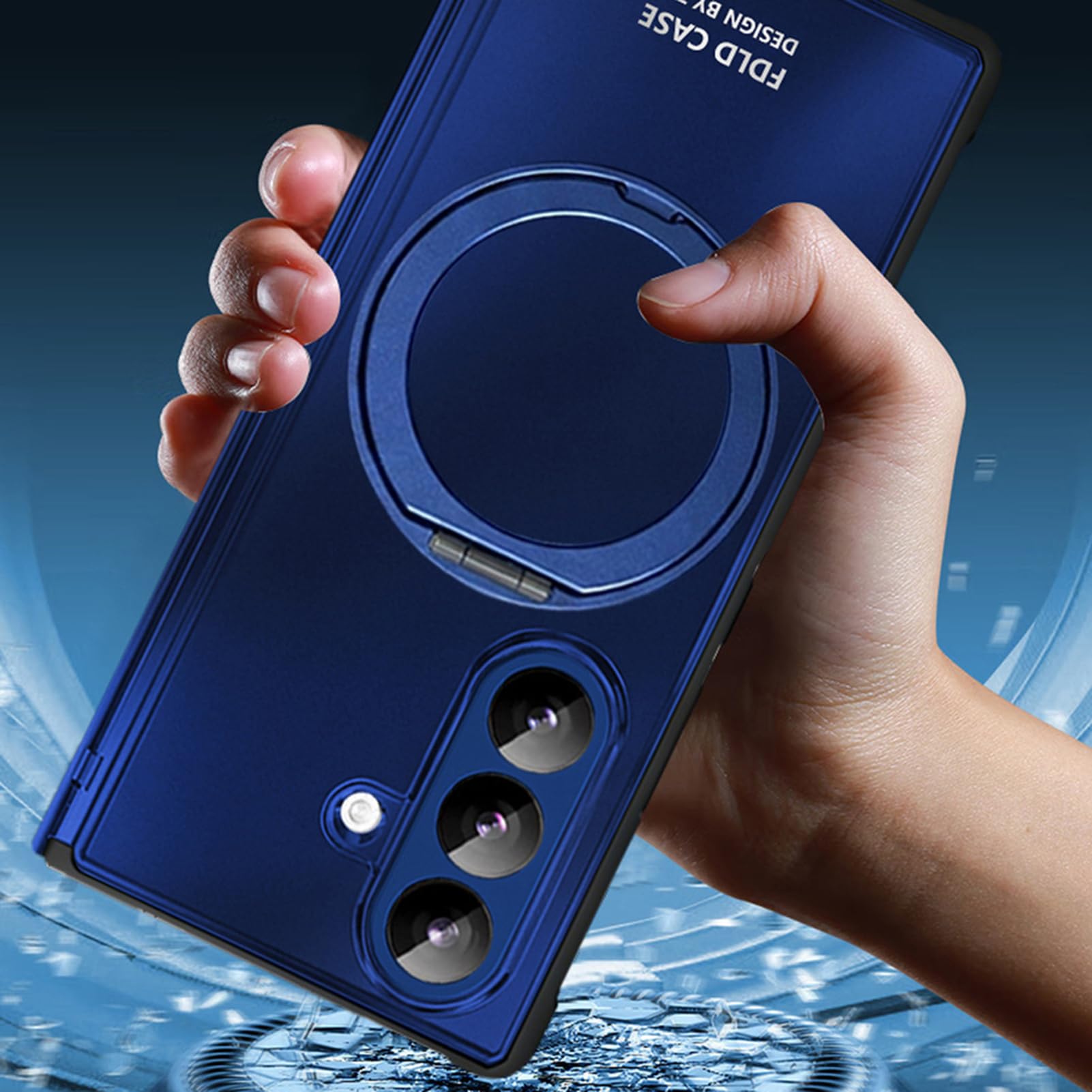 Etui platerowane do Samsung Galaxy Z Fold 8 Ultra, osłona ekranu na zawias | Magnetyczny pierścień ssący obrotowy osłona obiektywu luksusowa elegancka PC ochrona przed odciskami palców