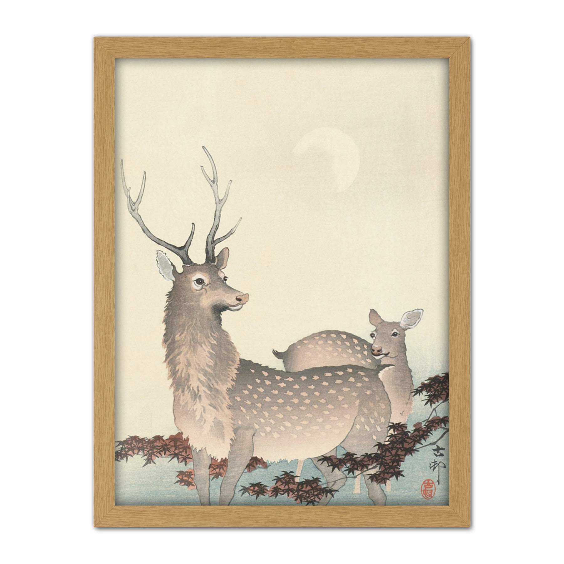 Artery8 Ohara Koson Two Deer Japanese Painting Artwork Framed Wall Art Print 18X24 Inch