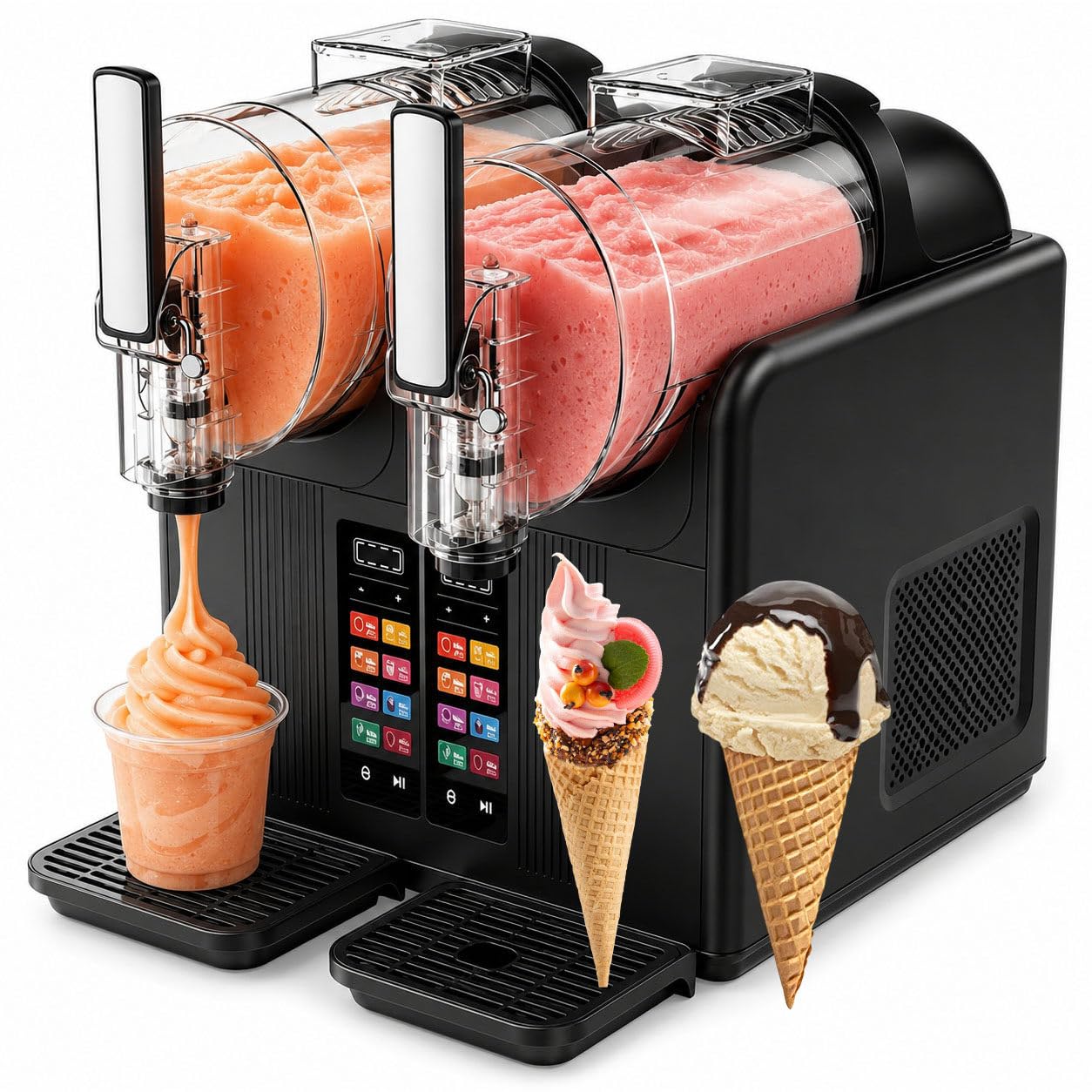 Máquina para Granizados Y Helados 2 En 1 Black | 7 Modos Preestablecidos Doble Depósito Autolimpieza