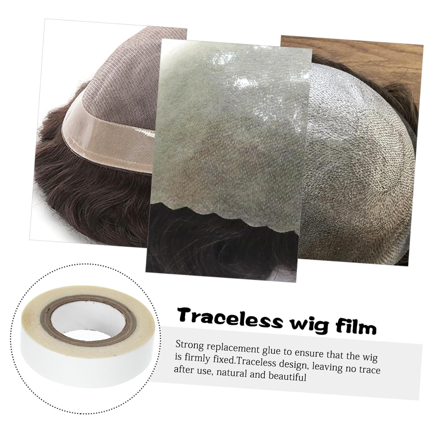 FRCOLOR 4rolls Double-Sided Wig Tape for Hair Extensions Strong Adhesive Lace Wig Tape Removable Scalp