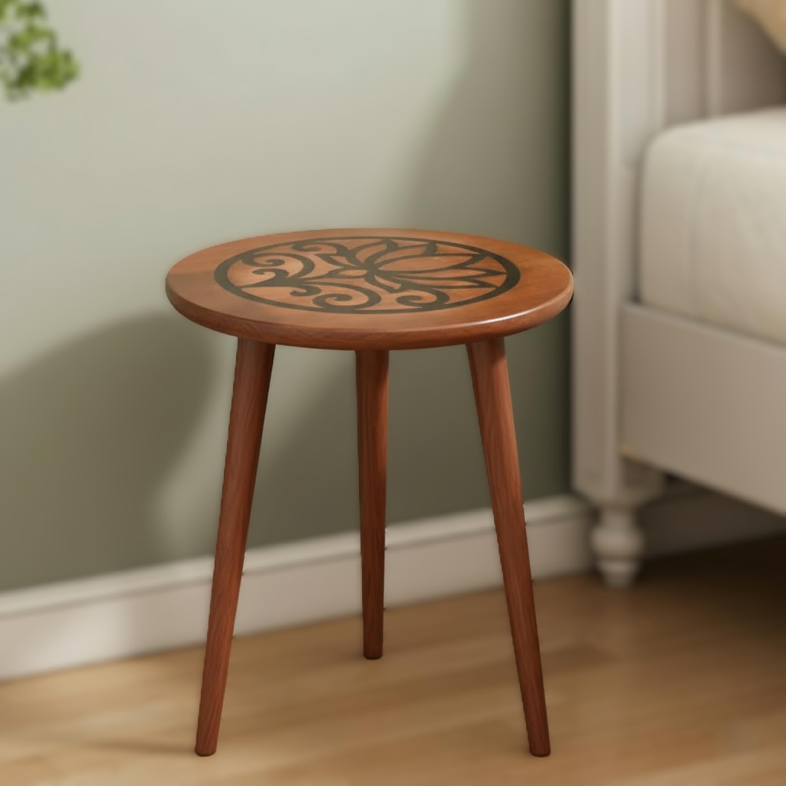 Arvix Store Wooden Coffee Tabl with Floral Mandala Design – Durable & Elegant Perfect for Your Home and Office Decor (Lotus)-image-30