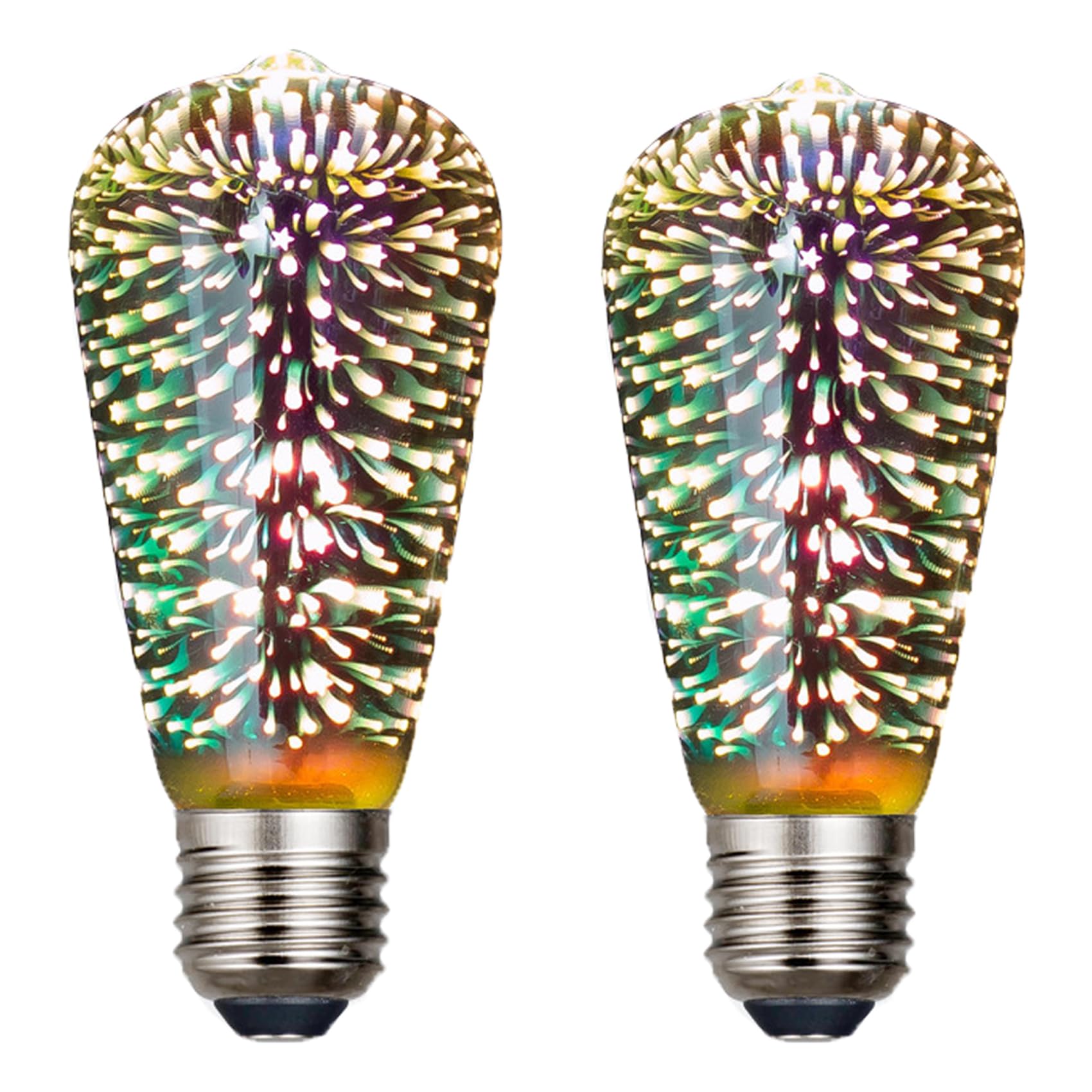 KINGCOO Firework Light Bulb, E27 4W Vintage Edison Decorative 3D Starry Effect LED Bulb Silver Glass Filament Light Bulb,Star Shine Decoration for Holiday Christmas Decoration,AC85-240V (ST64-2)